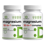 Magnesium Complex 500mg, 480 Veggie Capsules – Pack of 2 | 10-in-1 Glycinate, Citrate, Malate, Oxide, & More – 100% Chelated for Easy Absorption – Essential Mineral Supplement – Non-GMO