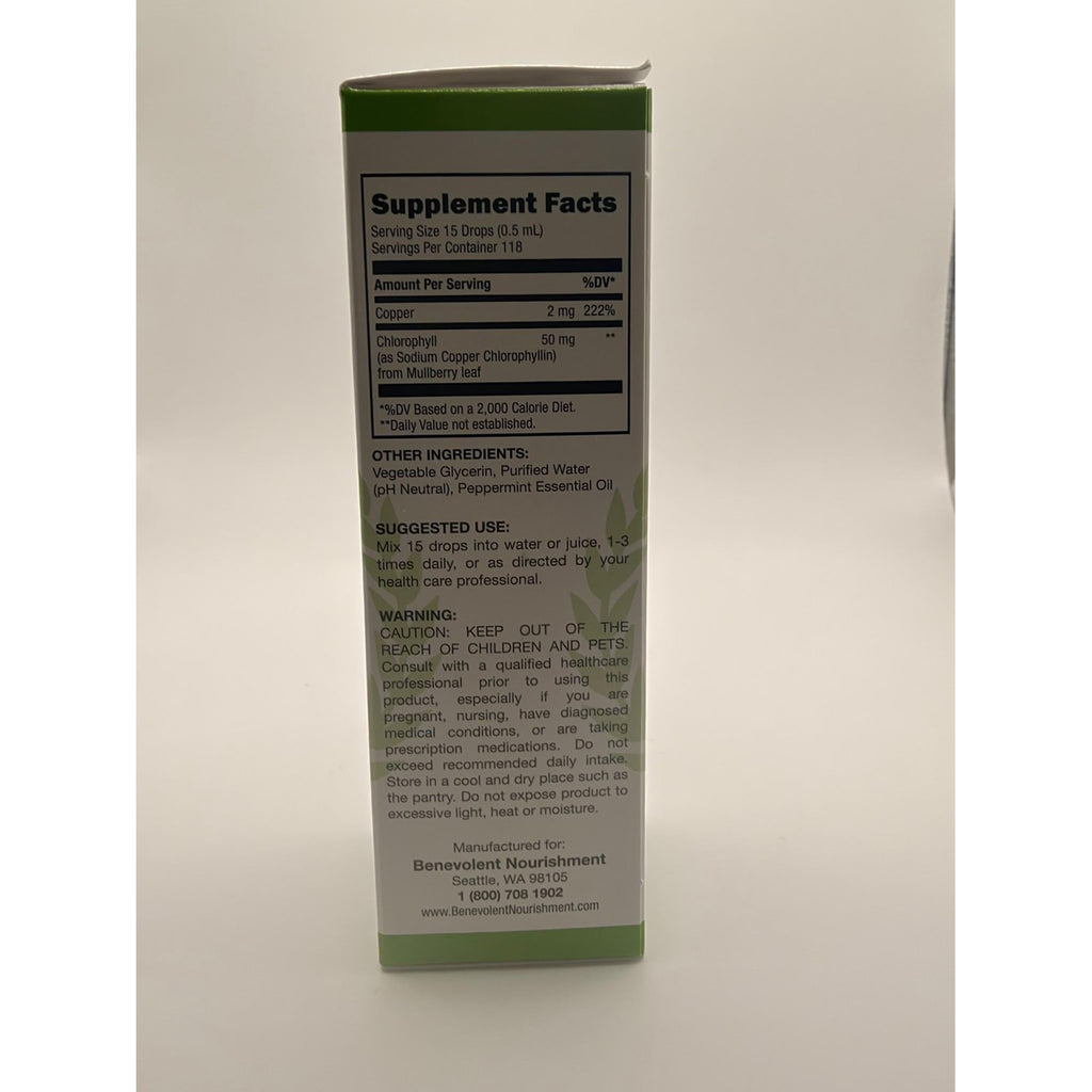 Benevolent Nourishment Chlorophyll Supplement, Detox & Immune Support, Internal Deodorizer, Liquid Drops | Highly Absorbable Supplement for Energy Support, Immune Wellness, Natural Cleansing, 4 Month Supply