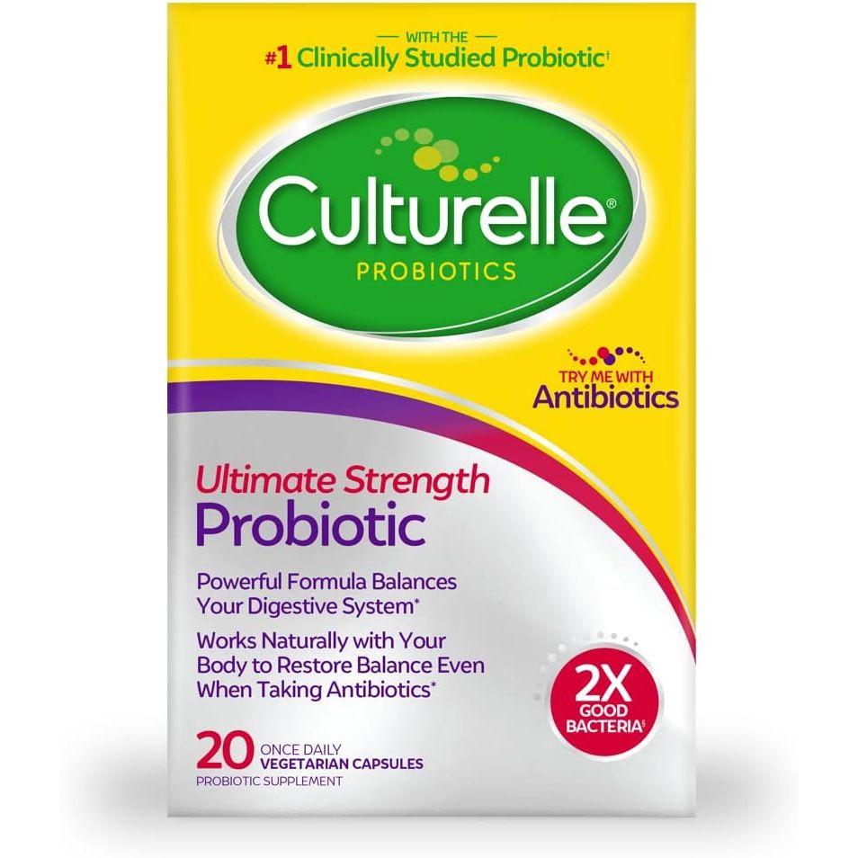 Buy now Culturelle Ultimate Strength Probiotic for Men and Women, Most Clinically Studied Probiotic Strain, 20 Billion CFUs, Supports Occasional Diarrhea, Gas & Bloating, Non-GMO, 20 Count 20 Count (Pack of 1) Unflavored at indiglob india