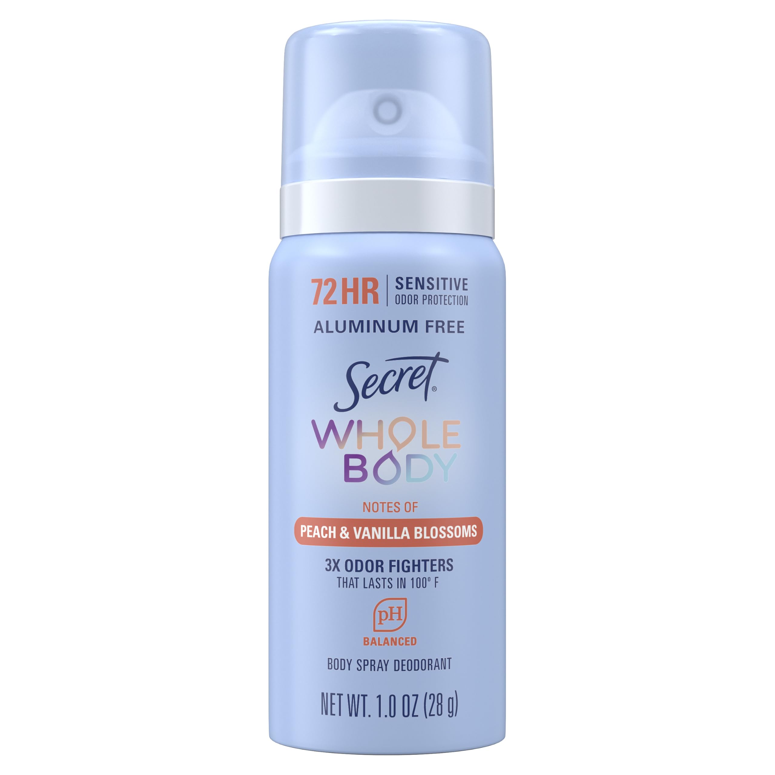 Secret Whole Body Deodorant Cream for Women, Travel Size, Peach & Vanilla Blossom Scent, Aluminum Free Deodorant, 72 HR Odor Protection, 0.8 oz (Pack of 2)