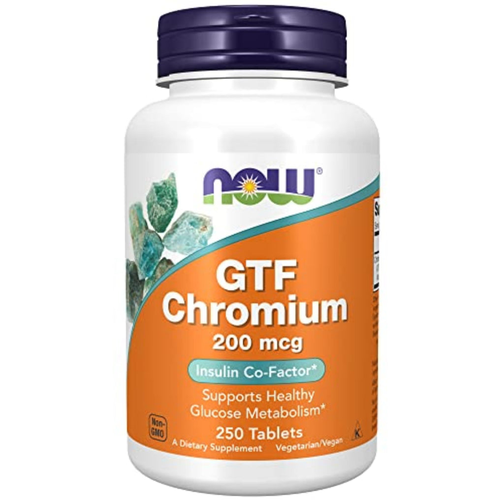 Buy now NOW Foods Supplements, GTF (Glucose Tolerance Factor) Chromium 200 mcg, Insulin Co-Factor*, 250 Tablets at indiglob india