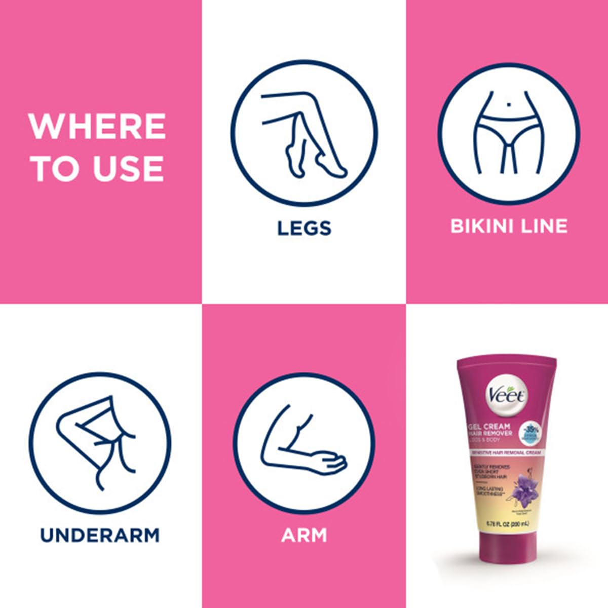 Buy now Veet Sensitive Skin Formula with Aloe Vera and Vitamin E, Dermatologically Tested Hair Removal Gel Cream 6.76 Fl Oz. for Legs & Body (2 Pack) at indiglob india