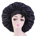 Buy now Satin Bonnet Silk for Hair Sleeping: Women Tie Bonnets Adjustable Night Cap Jumbo Size Comfortable Wide Band for Braids Curly Long Hair (Black) XX-Large Black at indiglob india
