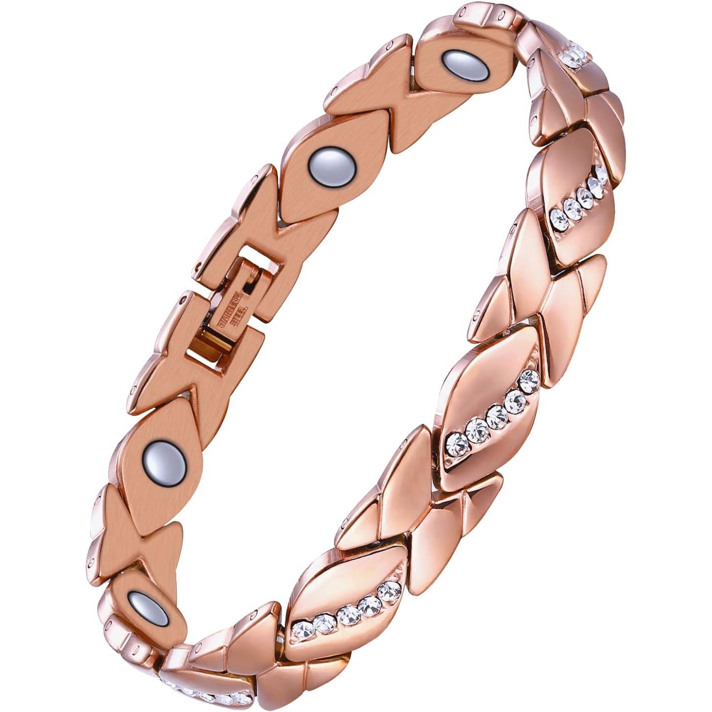 Buy now Jecanori Pure Copper Bracelets for Women,Ultra Magnetic Bracelets for Women with 3500 Gauss Magnets,Crystal Valentine's Day Jewelry Gift, Sizing Tool Rose Gold at indiglob india