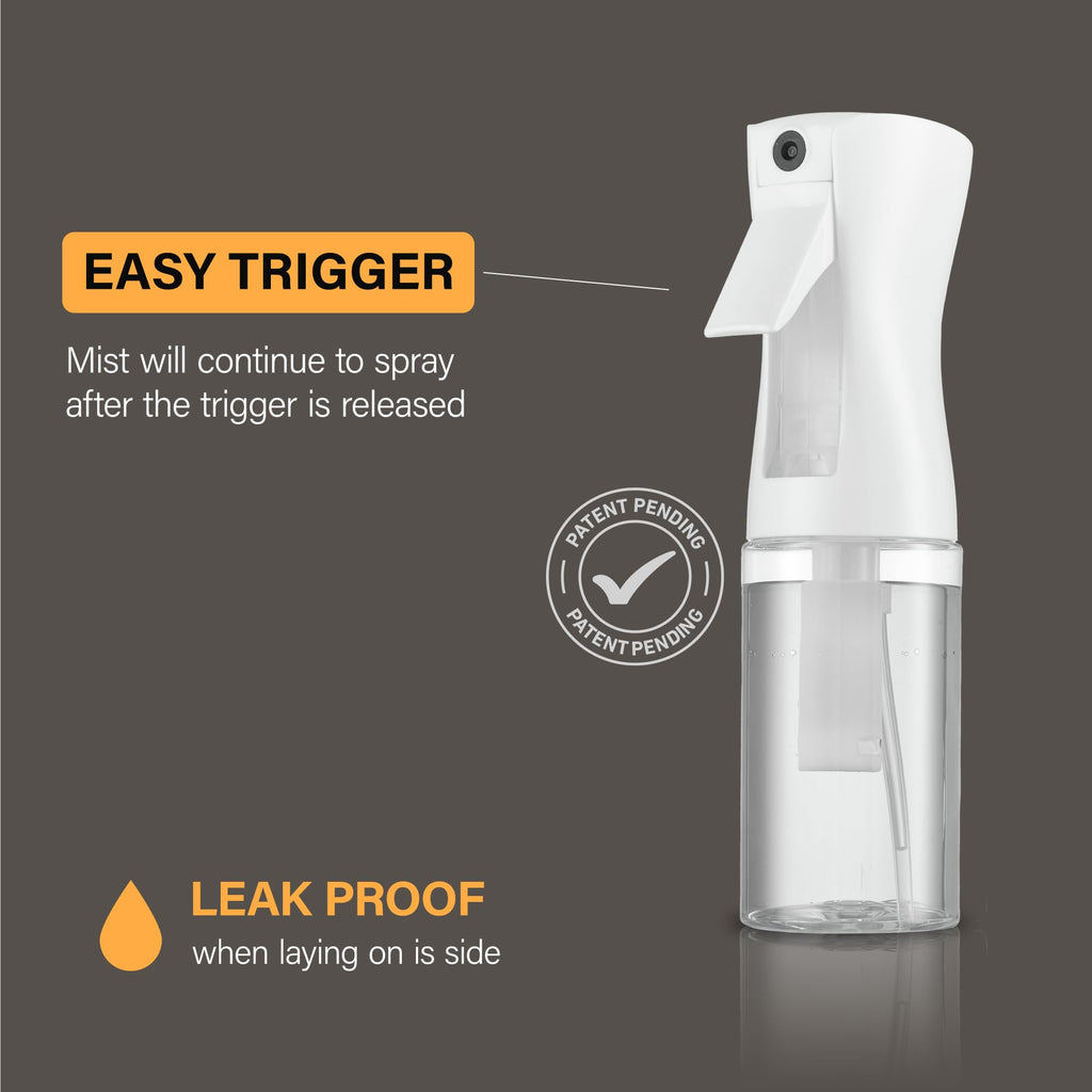 SUPER+ 2 Pack Continuous Spray Bottles - Ultra Fine Mist Sprayer | Water Spray Bottle For Hair Mister Spray Bottle | Hair Spray Bottles For Hairstyling, Cleaning, Salons - 2pk 6.8 OZ / 200 ML