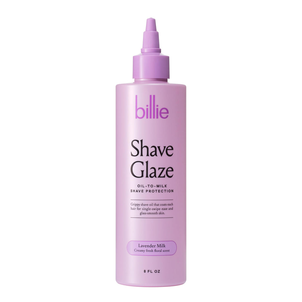 Billie Shave Glaze Shave Oil, Coco Villa, 8 oz | Grippy oil-to-milk formula, Mess-free drizzle application, Prevents shaving irritation and bumps, Sweet vanilla coconut scent