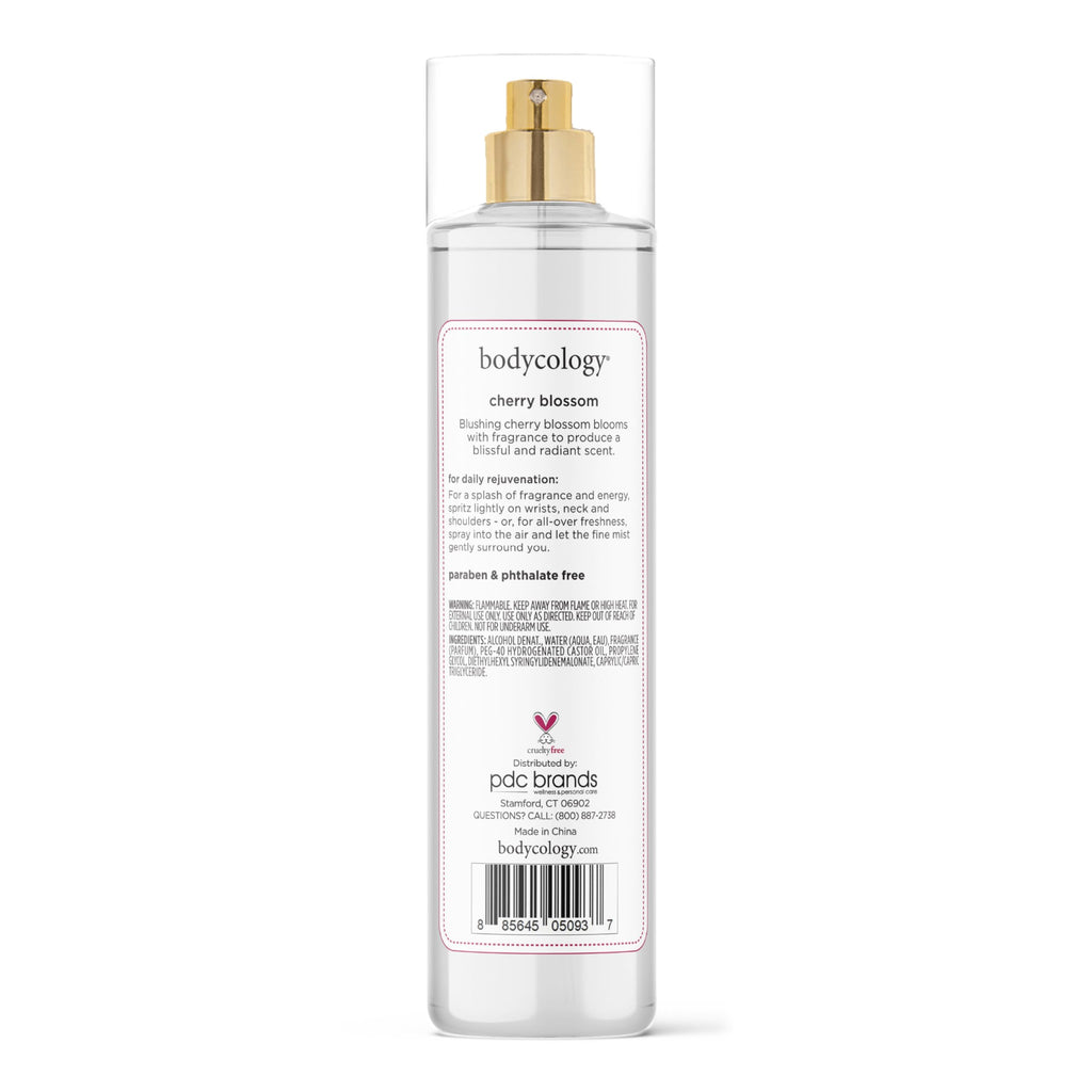 Long-lasting Bodycology Cherry Blossom fragrance mist. Available for online order in India. Paraben and phthalate-free.