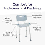 Drive Medical Shower Chair with Back and Suction Feet, Gray