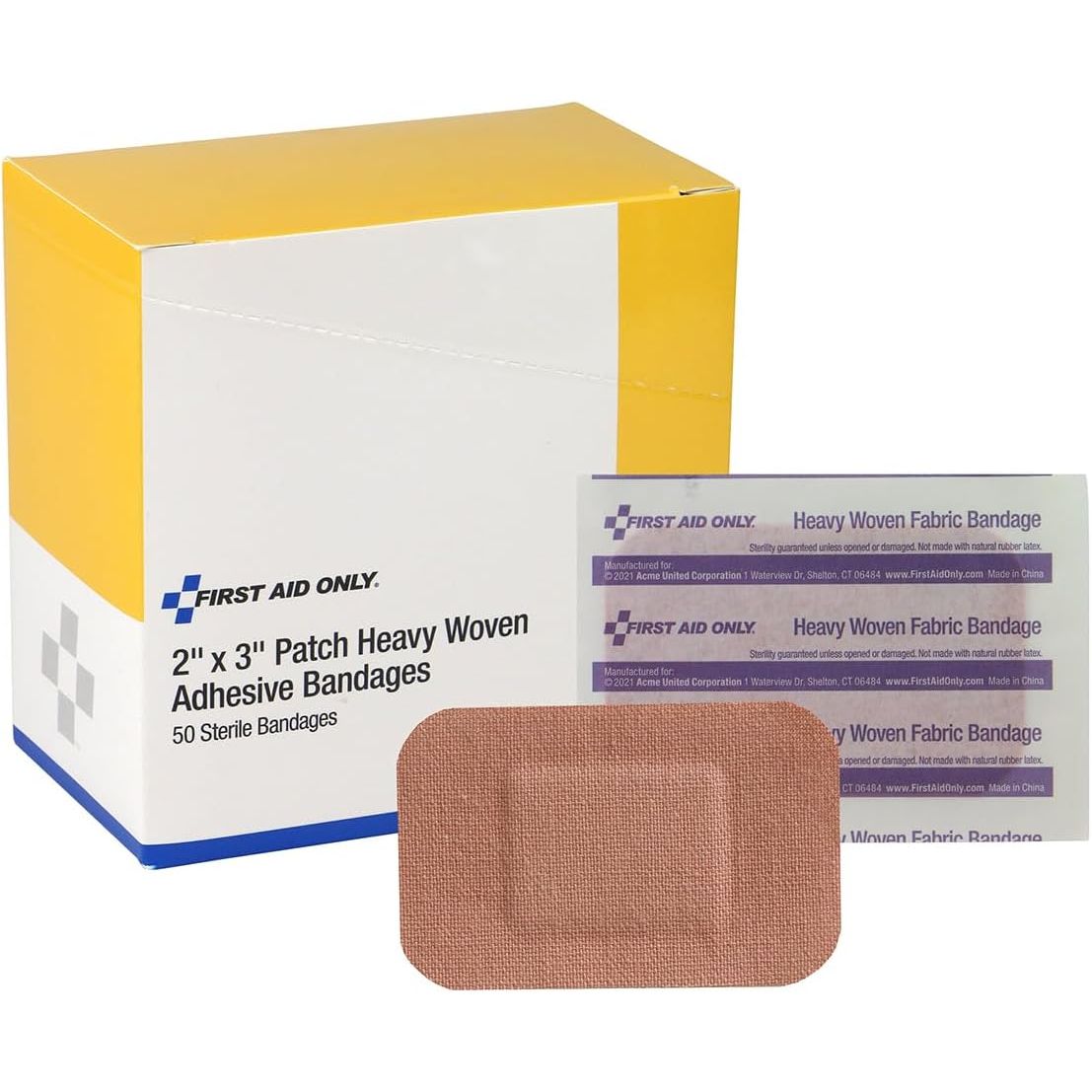 Buy now First Aid Only 1-750 Heavy Woven Fabric Adhesive Bandages, 2" x 3" Extra Large, 50 Count at indiglob india