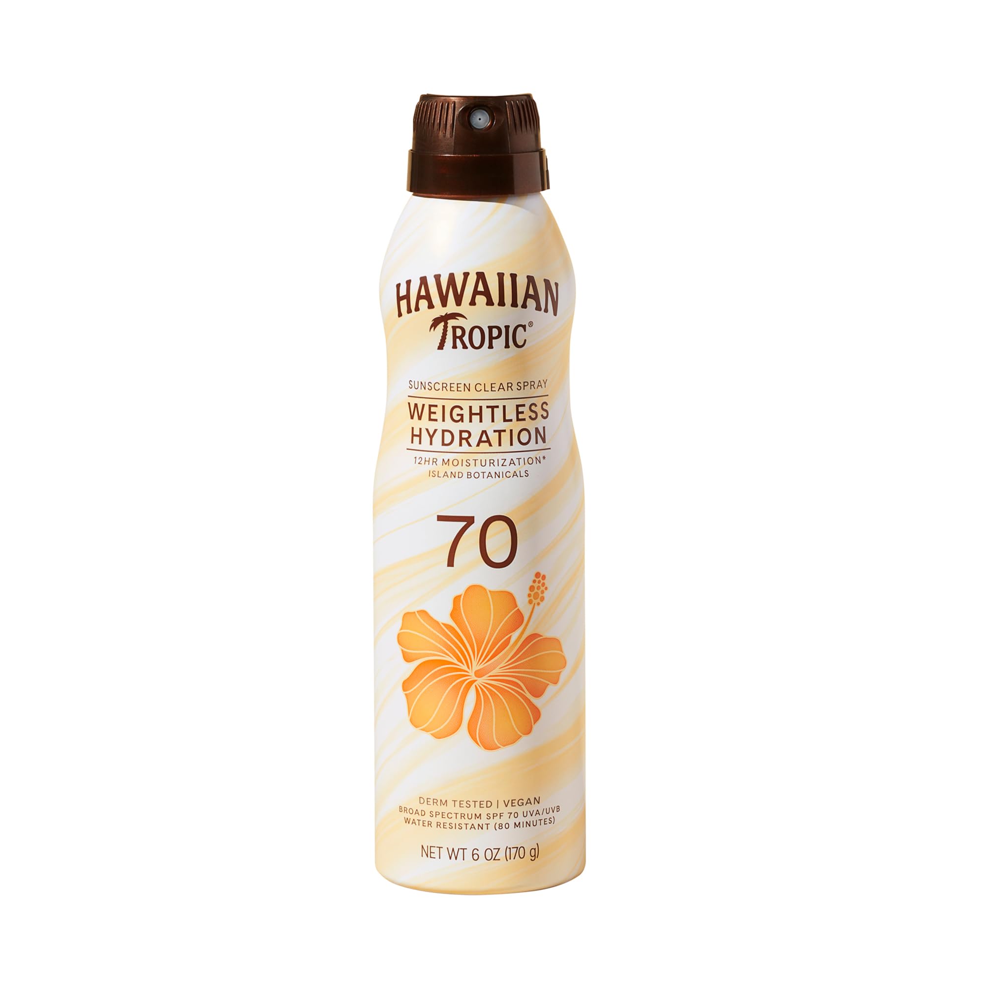 Hawaiian Tropic Weightless Hydration SPF 30 Sunscreen Spray, 6 Oz (2 Pack) | Clear body sunscreen, Lightweight texture, Water resistant sunblock, Continuous spray application, 12 hour hydration