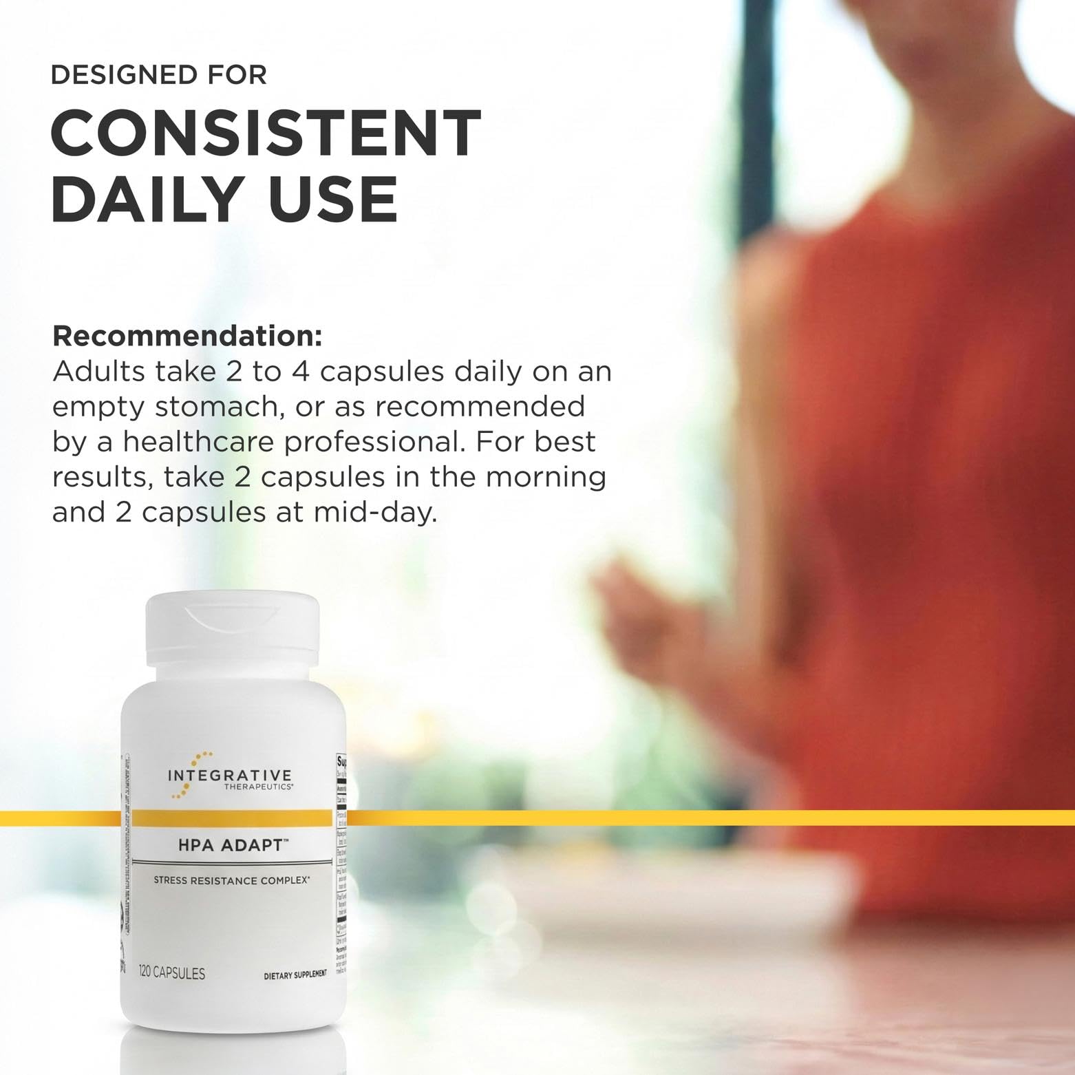Integrative Therapeutics HPA Adapt - Adaptogenic Supplement for Stress Support* - Includes Ashwagandha, Rhodiola & Other Adaptogenic Herbs* - Vegan, Dairy-Free & Gluten-Free - 120 Capsules