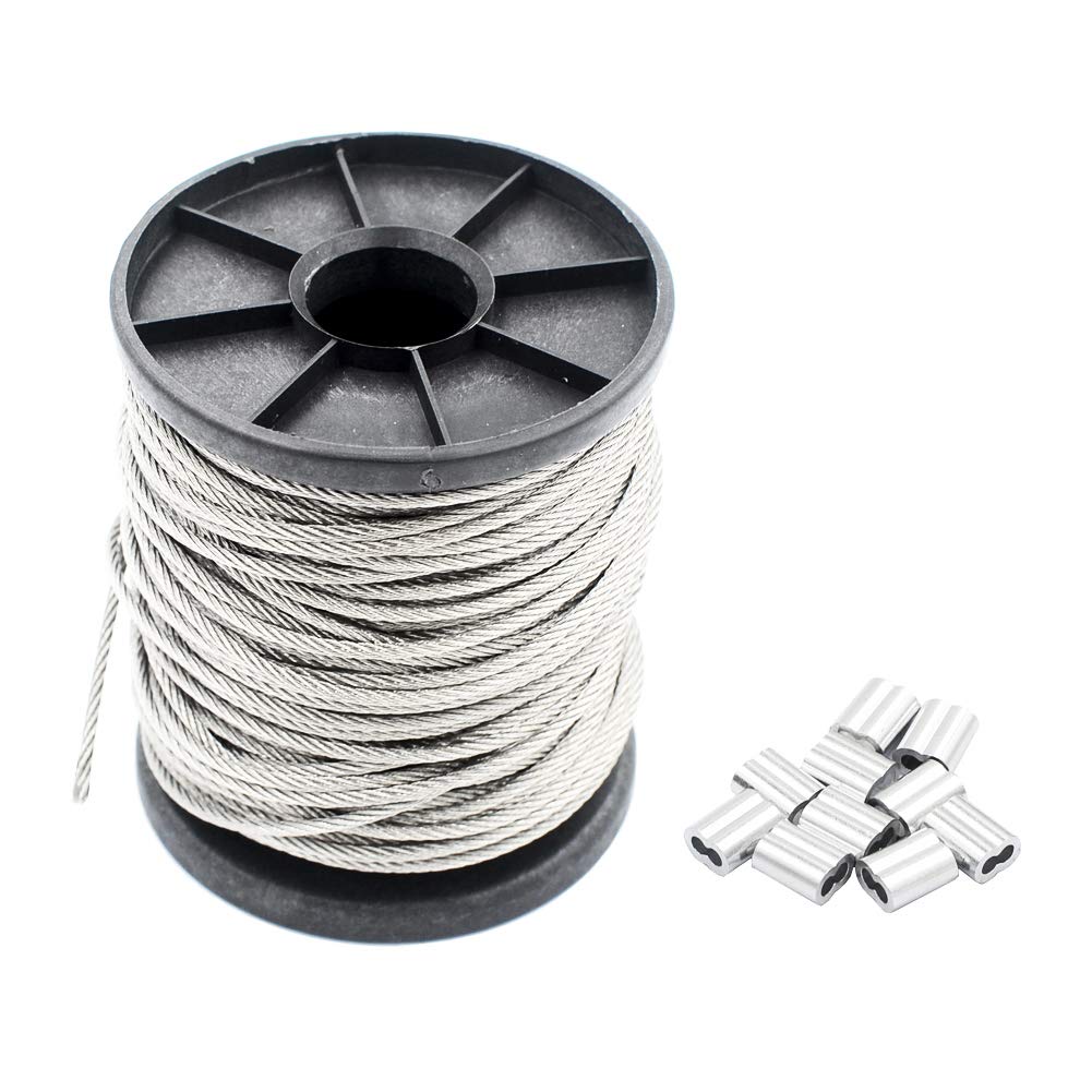 Buy now DGOL Coated 100 ft Picture Wire 304 Stainless Steel Rope 1/16 inch (1.5 mm) Photo Hanging Cable,7x7 Standard Core,100 feet,with 10pcs Sleeves 5 64 inch (2 mm) at indiglob india
