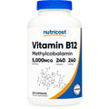 Nutricost Vitamin B12 (Methylcobalamin) 5000mcg, 240 Capsules, Gluten Free | Vegetarian Caps, GMO-Free, B12 Supplement