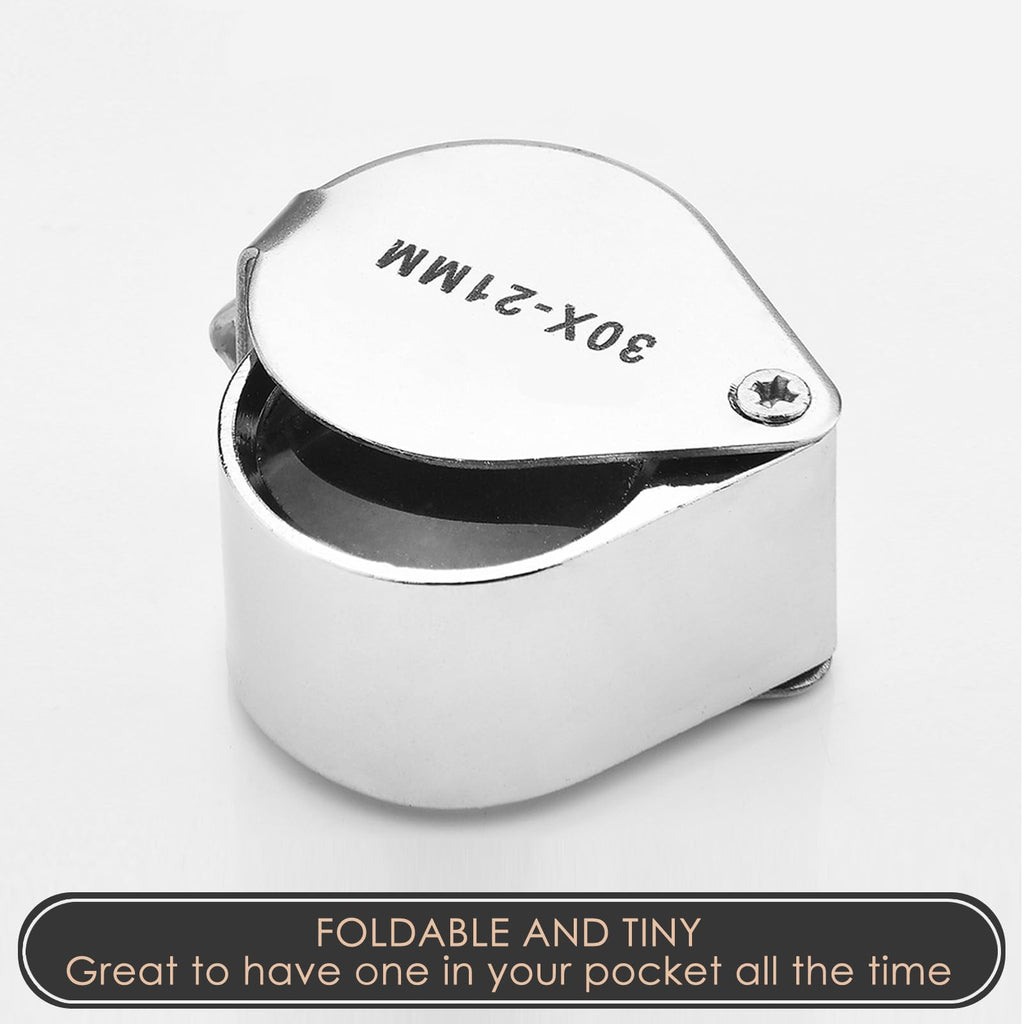KINGMAS Foldable Jewelry Loupe 30x 21mm Jewelers Magnifying Glass