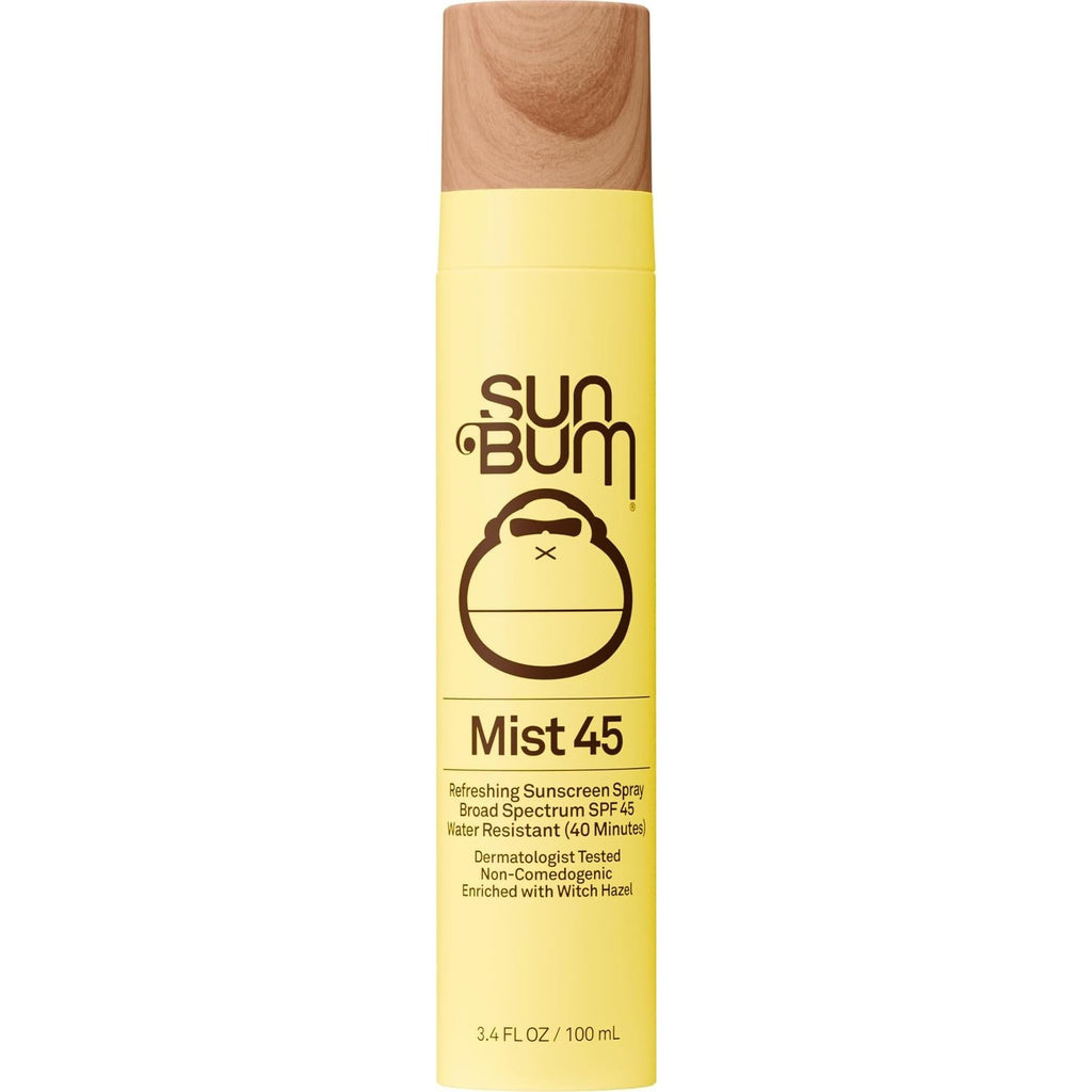Sun Bum Original SPF 45 Broad Spectrum Sunscreen Mist - Travel Size, 3.4 oz | Moisturizing Facial Sunscreen Spray with Vitamin E, Hawaii 104 Act Compliant (Made without Octinoxate & Oxybenzone)