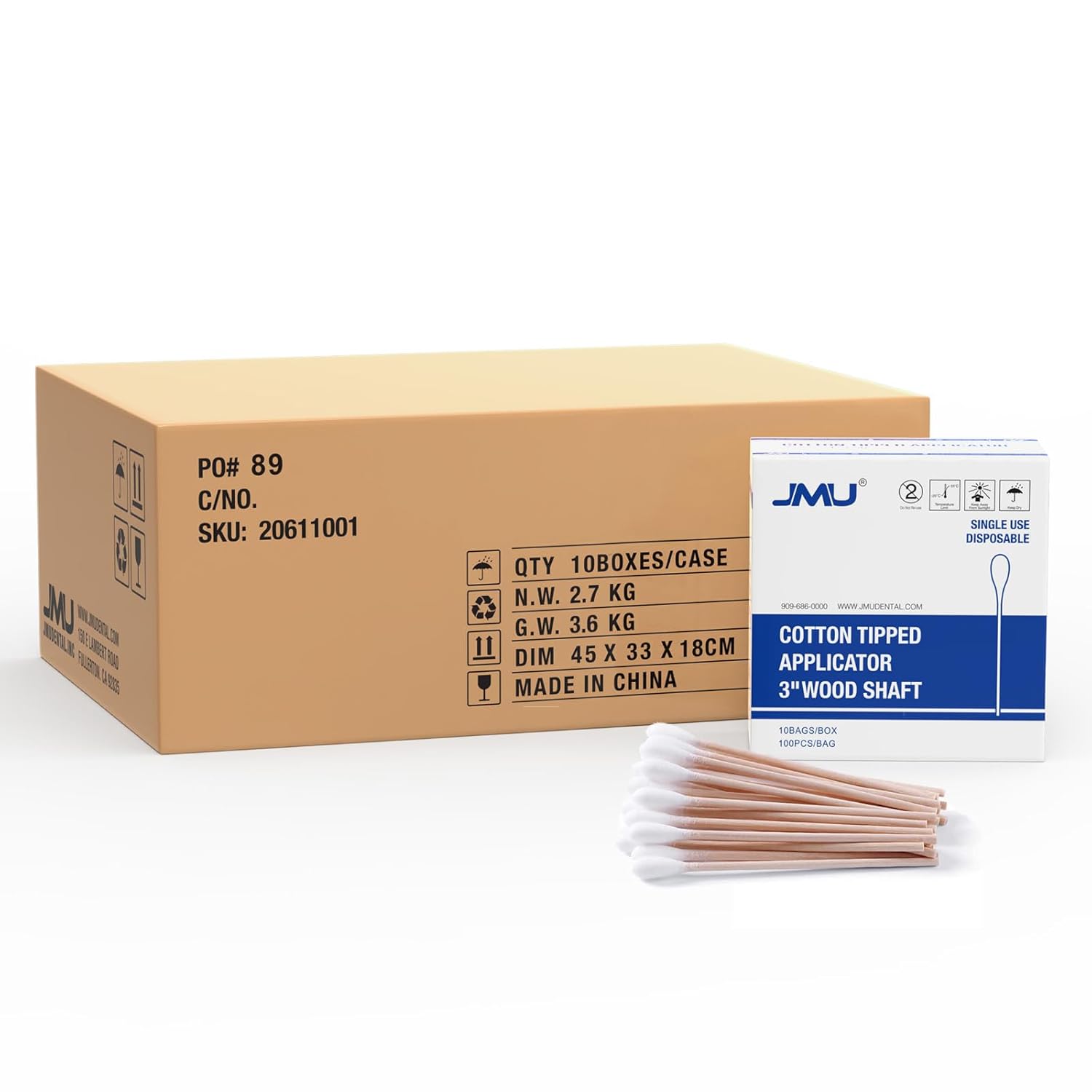 Buy now JMU Medical Cotton Swabs, Cotton Swabs with Wooden Sticks, 1000 Count 3 Inch(Pack of 10000) at indiglob india