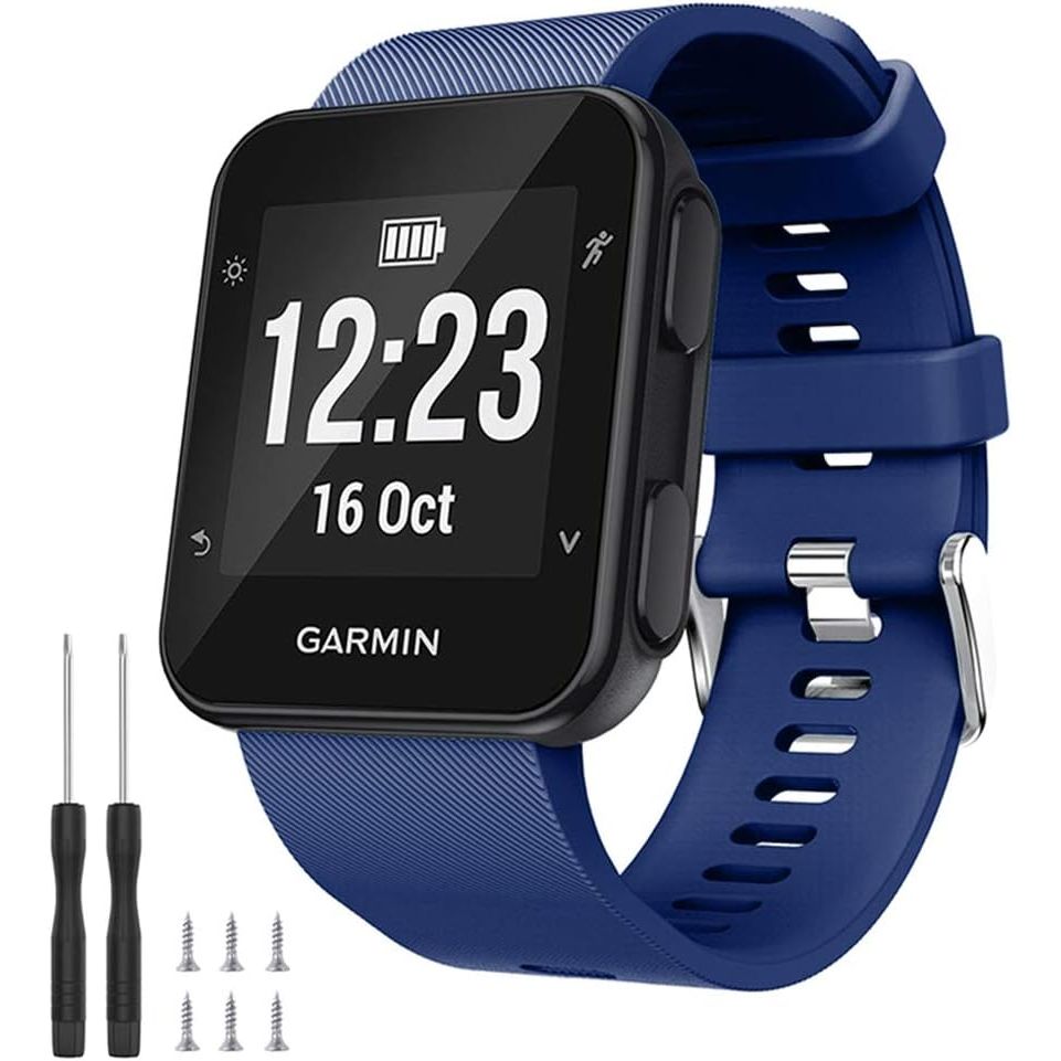 Buy now Watbro Band Compatible with Garmin Forerunner 35, Soft Silicone Watch Band Replacement Strap, for Garmin Forerunner 35 Smart Watch, Fit 5.11-9.05 Inch (130mm-230mm) Wrist Navy at indiglob india