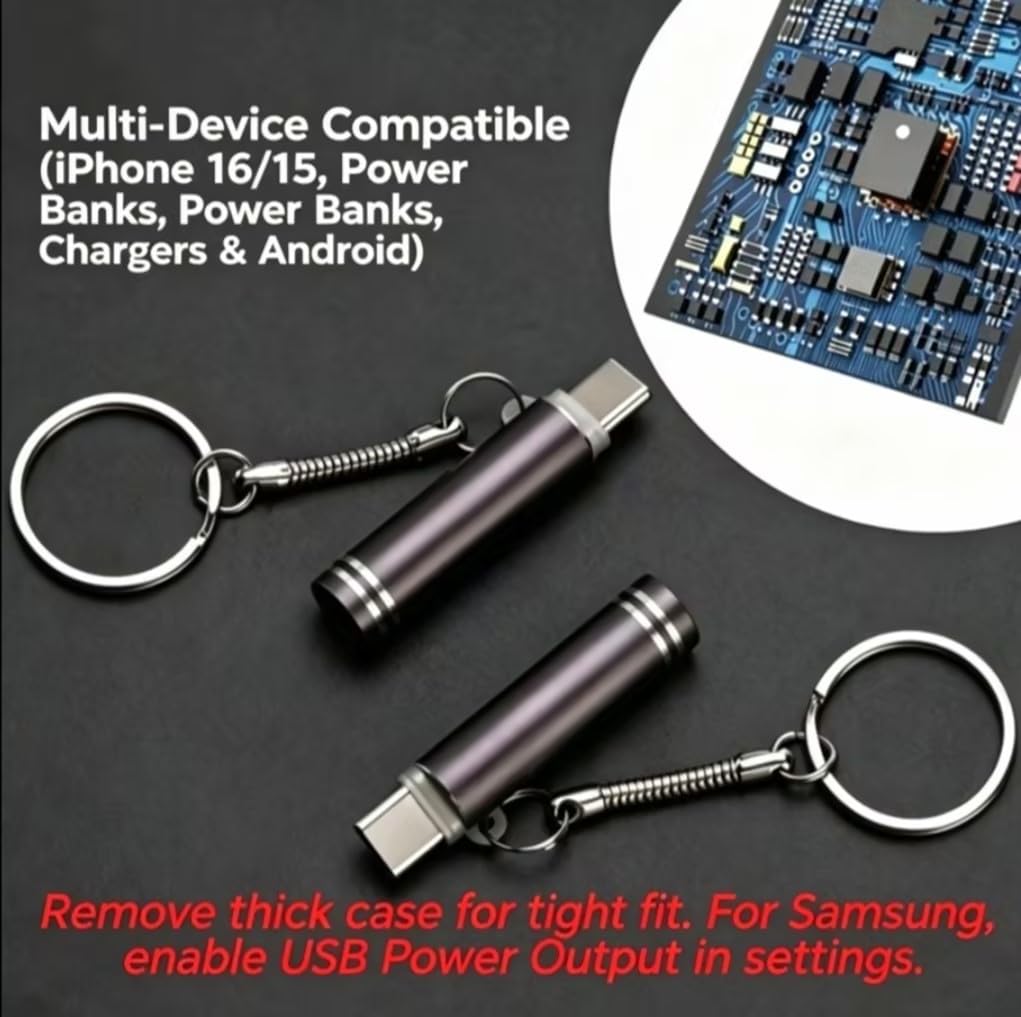 Kingmall [2 Pack] USB C Phone & Device Electric Lighter, Blow to Ignite Flameless Windproof Keychain Lighter Compatible with Samsung Galaxy S25/S24/S23, iPhone 16/15, Android, Power Bank