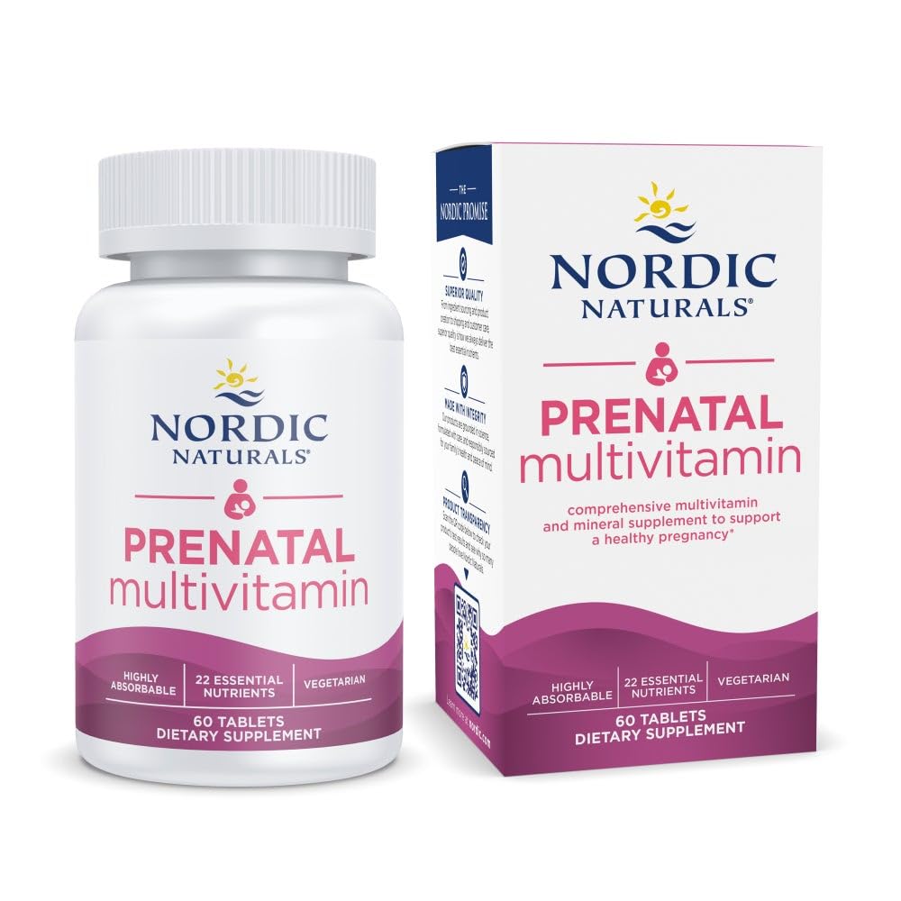 Nordic Naturals Prenatal Multivitamin, Vegetarian w/Folate, Iron, B6, 60ct