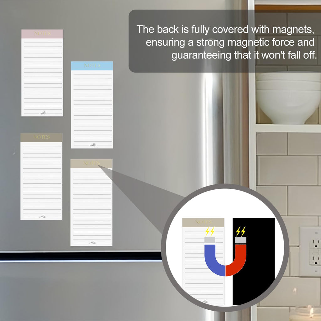 Utron 7 Pack Magnetic Notepads for Refrigerator, Morandi Color Magnetic Grocery List Pad for Fridge, Full Magnet Back Shopping Lists, 30 Sheets Per Note Pads