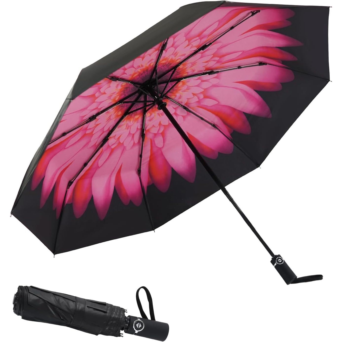 Buy now SY COMPACT Travel Umbrella Windproof Factory outlet Compact Automatic Umbrellas for Rain Compact Small UV Sun Protection Umbrella Durable Waterproof Lightweight-Fits Backpack Car Purse Pink flower at indiglob india