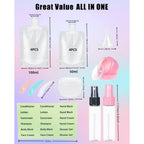 SEQUHITKU 17 Pack Travel Pouches for Toiletries,TSA Approved,Travel Size Portable Containers,Stand Up Pouch,Refillable Travel Accessories for Shampoo Conditioner Lotion Soap Liquids (C-17pcs)