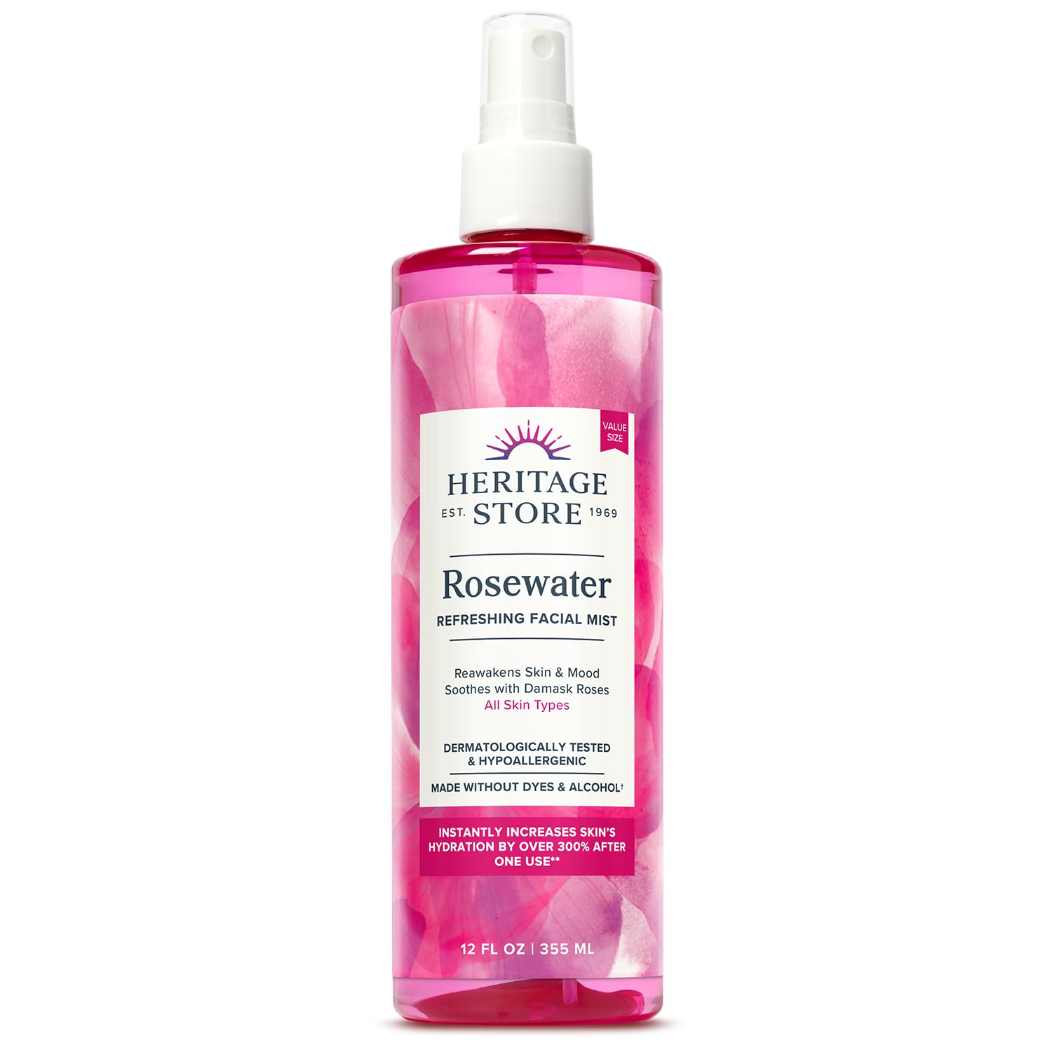 Buy now HERITAGE STORE Rosewater - Refreshing Face Mist with Damask Rose, All Skin Types - Hydrating Rose Water Spray for Glowing Skin Care - No Dyes or Alcohol, Hypoallergenic, Vegan, 60-Day Guarantee, 8oz 12 Fl Oz (Pack of 1) at indiglob india