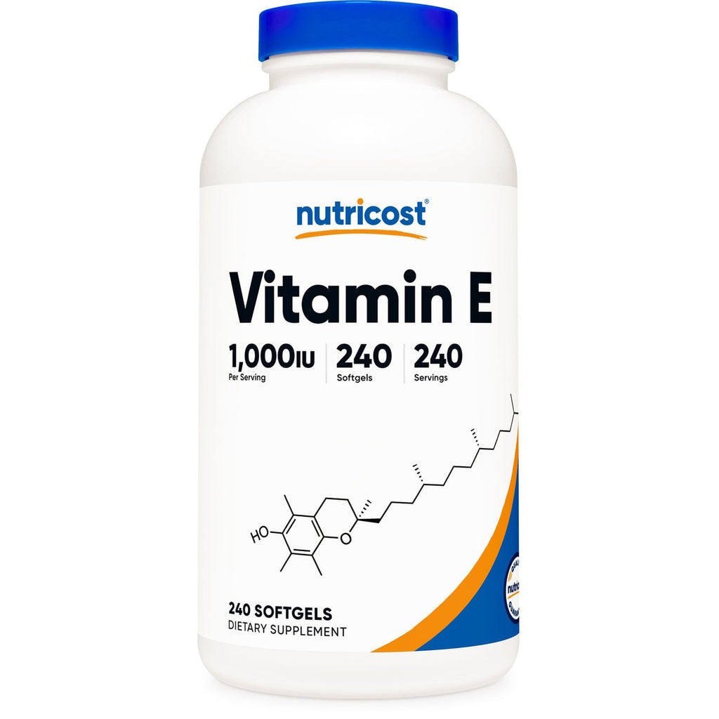 Nutricost Vitamin E 1,000 IU (450mg) 240 Softgels - GMO-Free, Gluten-Free