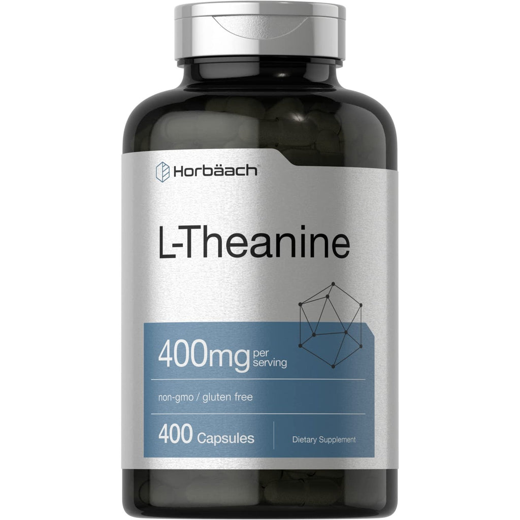 Horbäach L-Theanine Supplement | 400mg | 120 Powder Capsules | Non-GMO & Gluten Free