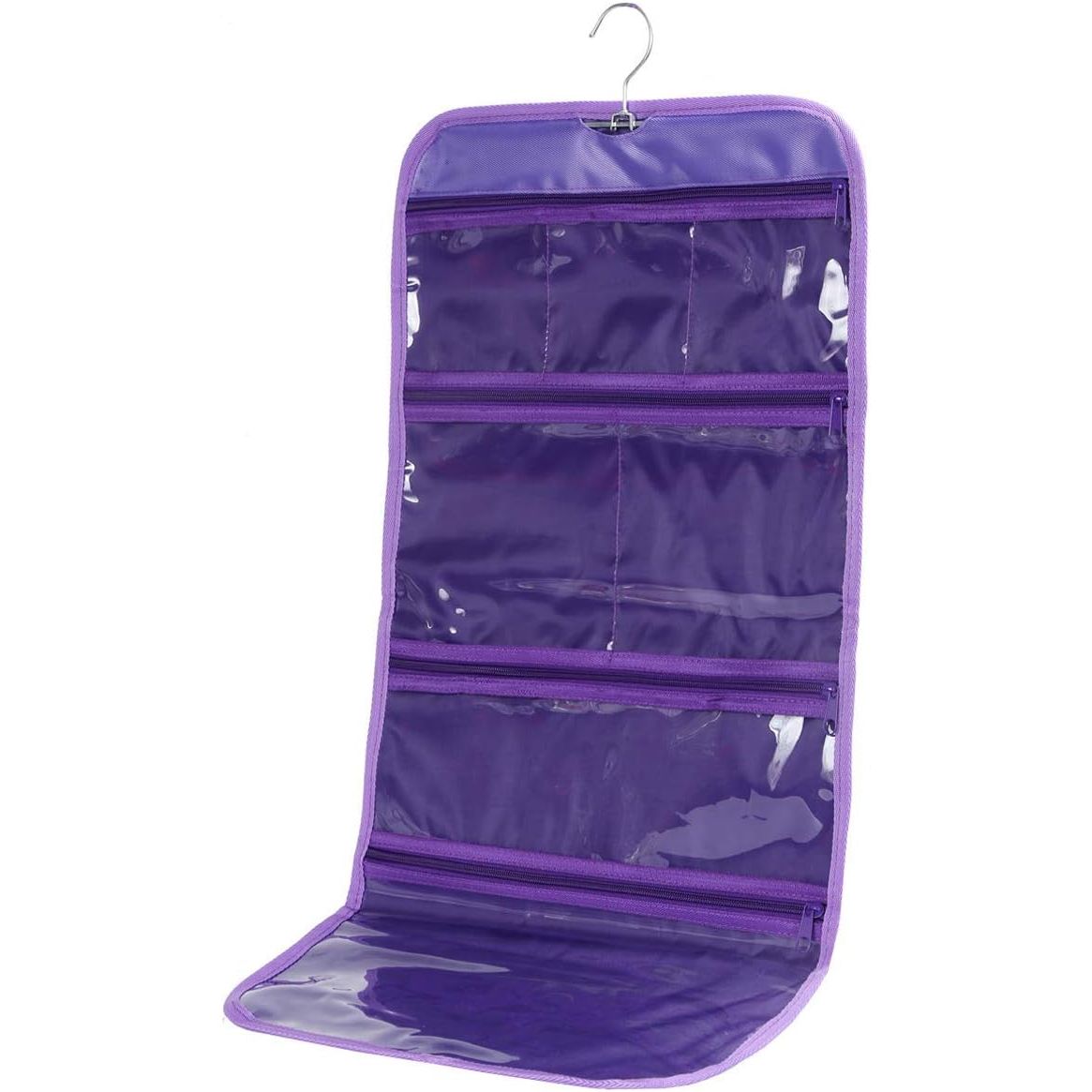 Buy now Foldable Clear Hanging Travel Toiletry Bag Cosmetic Organiser Storage Purple at indiglob india