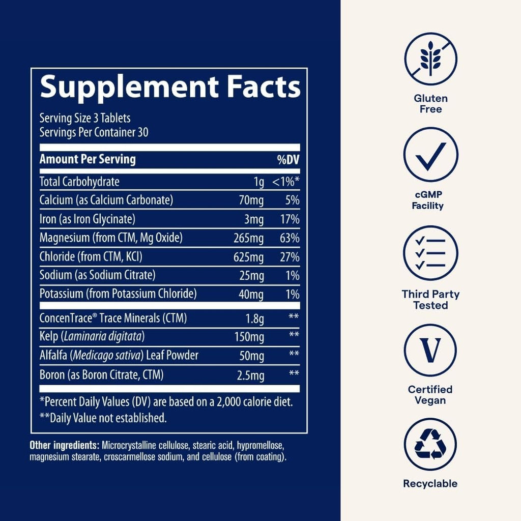 Buy now Trace Minerals ConcenTrace Trace Mineral Tablets - Supplement for Bone & Joint Support - Aids Hydration & Electrolyte Restoration - 90 Tablets (30 Servings) at indiglob india