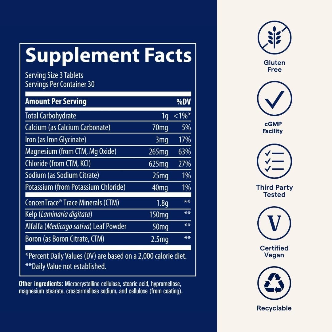 Buy now Trace Minerals ConcenTrace Trace Mineral Tablets - Supplement for Bone & Joint Support - Aids Hydration & Electrolyte Restoration - 90 Tablets (30 Servings) at indiglob india