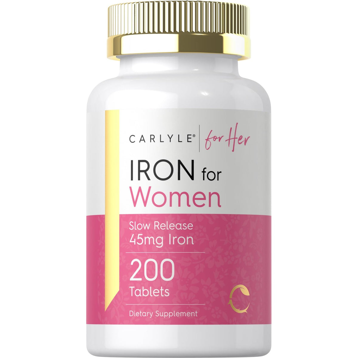 Carlyle Iron Supplement for Women | 200 Slow Release Tablets | Vegetarian, Non-GMO, Gluten Free Pills | for Her