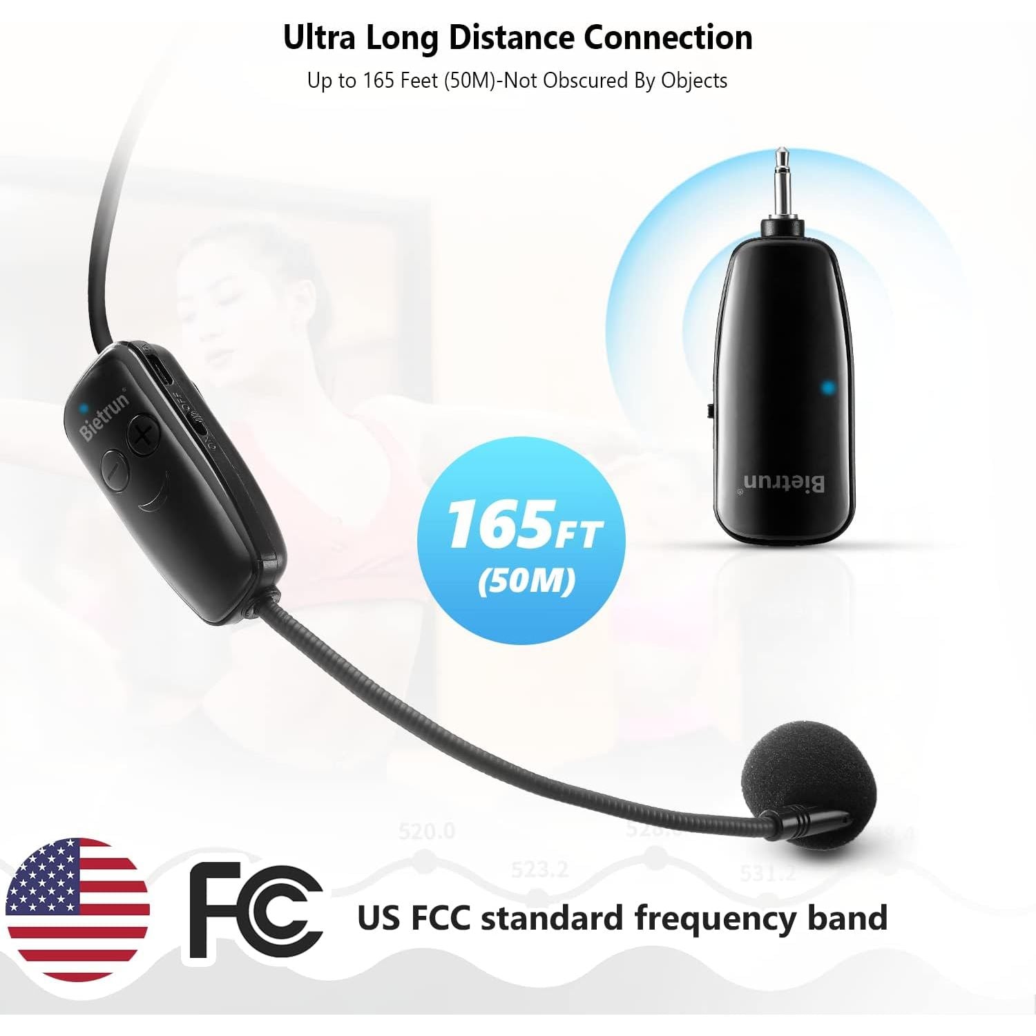 Buy now Bietrun Wireless Microphone Headset, UHF Wireless Headset Mic System, 160ft Range,1/8'' and 1/4'' Plug, for Speakers, Voice Amplifier, PA System(Not Supported AUX/iOS) at indiglob india
