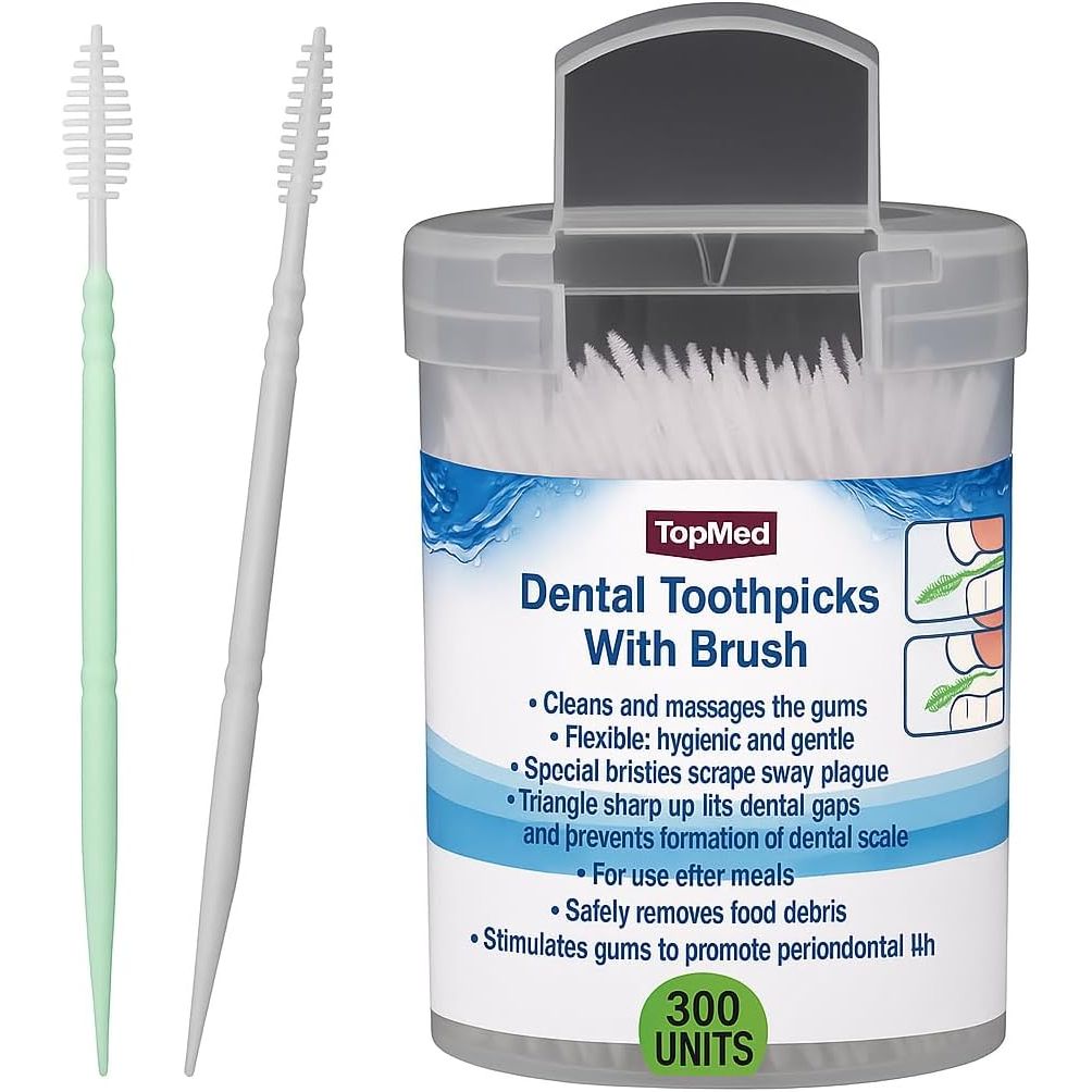 Buy now TOPMED ETS Oral Care Dental Brush Teeth Pick Plastic Teeth Floss Toothpick, Interdental Brush (300 Count 1 Box) 300 Count 1 Box at indiglob india