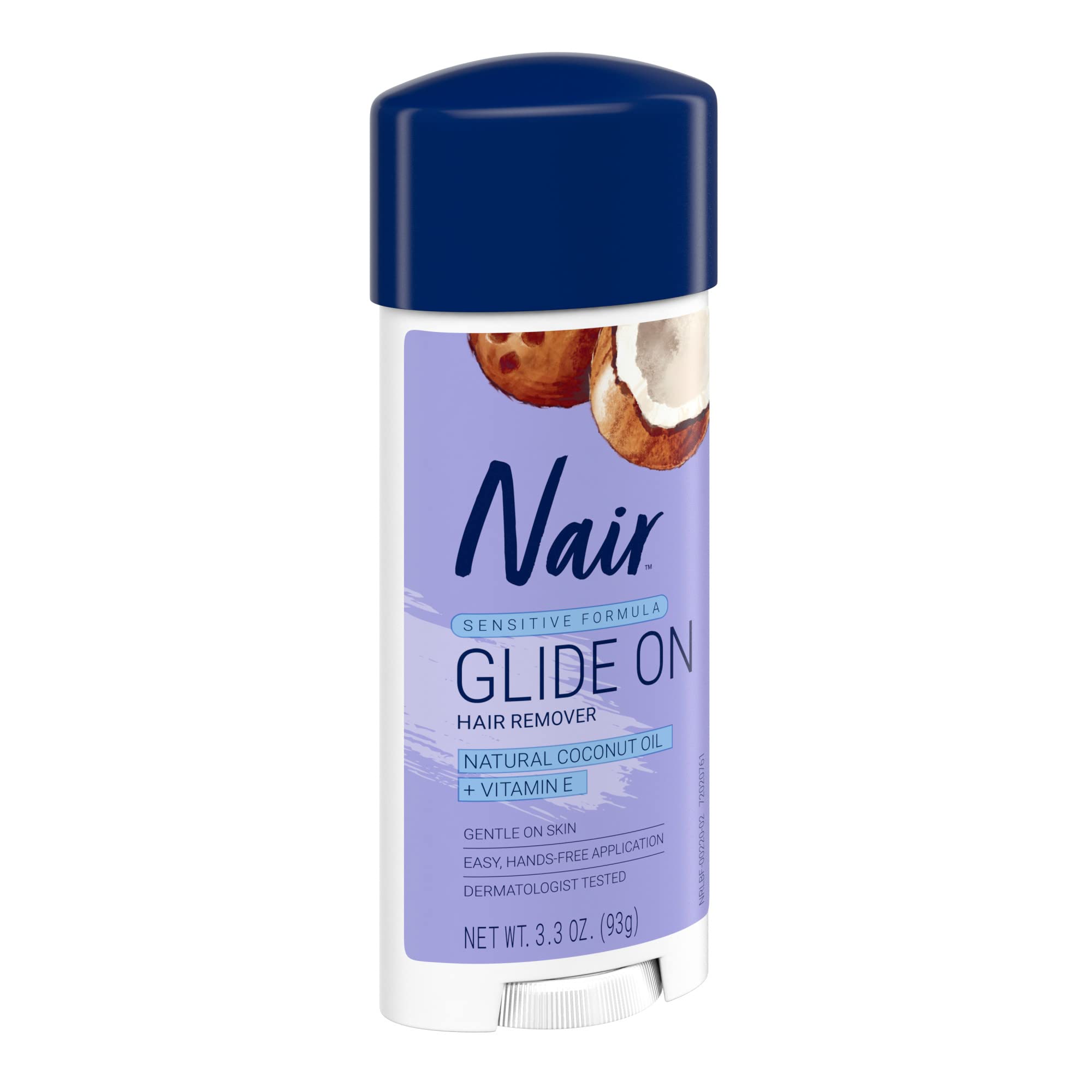 Nair Sensitive Formula Glide On Hair Removal Cream, 3.3 Oz | Sensitive Formula, Leg & Underarms Hair Removal, Hands-Free Applicator, Dermatologist-Tested, Coconut Oil & Vitamin E