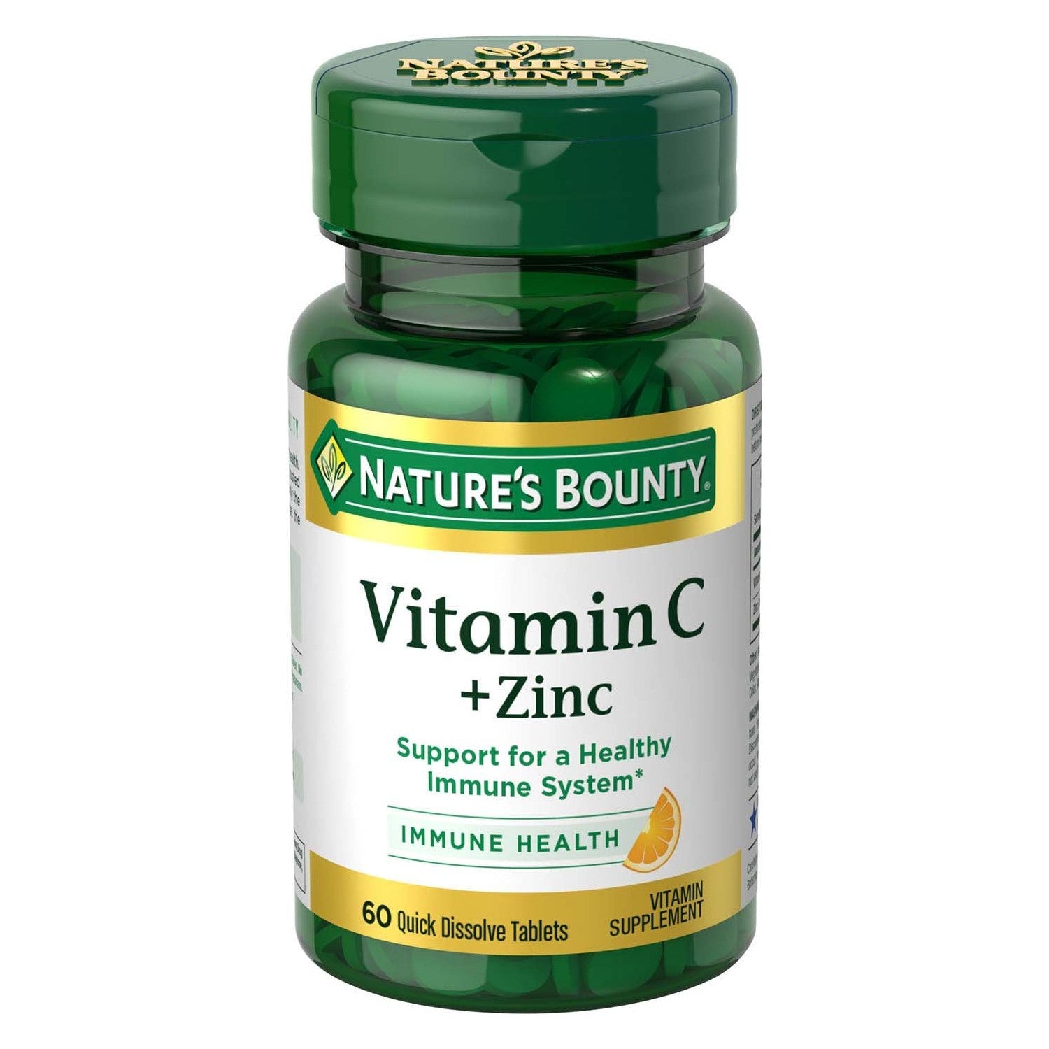 Nature's Bounty Vitamin C + Zinc, Vitamin Supplement, 60mg, 60 Tablets | Supports Immune Health