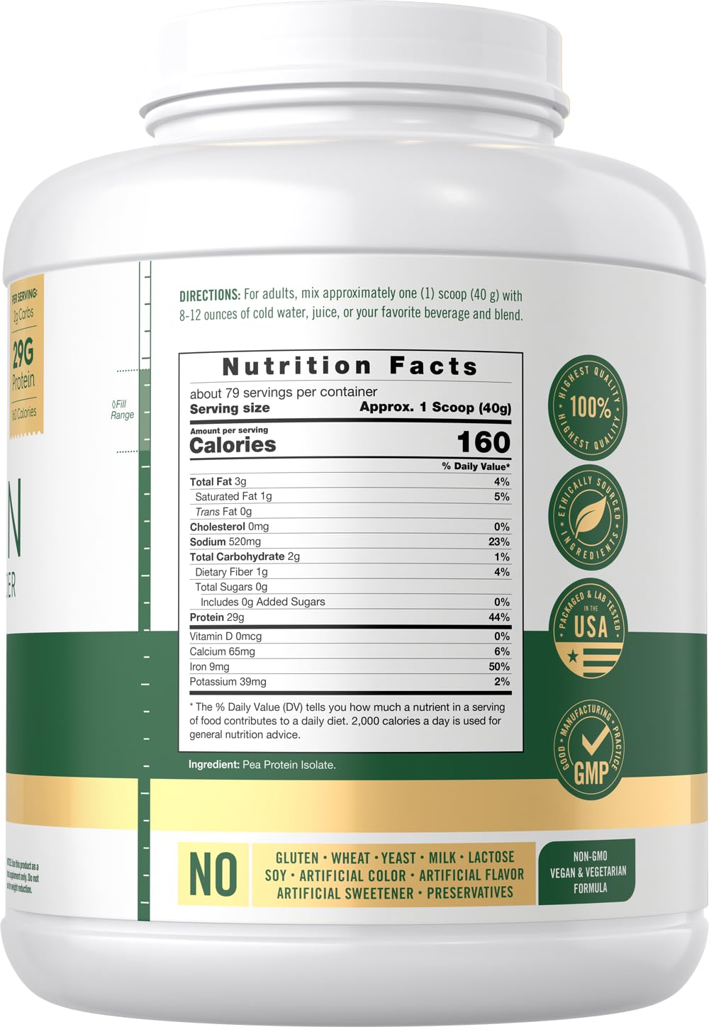 Carlyle Pea Protein Isolate Powder | 7lb | Unflavored | 29G Per Serving