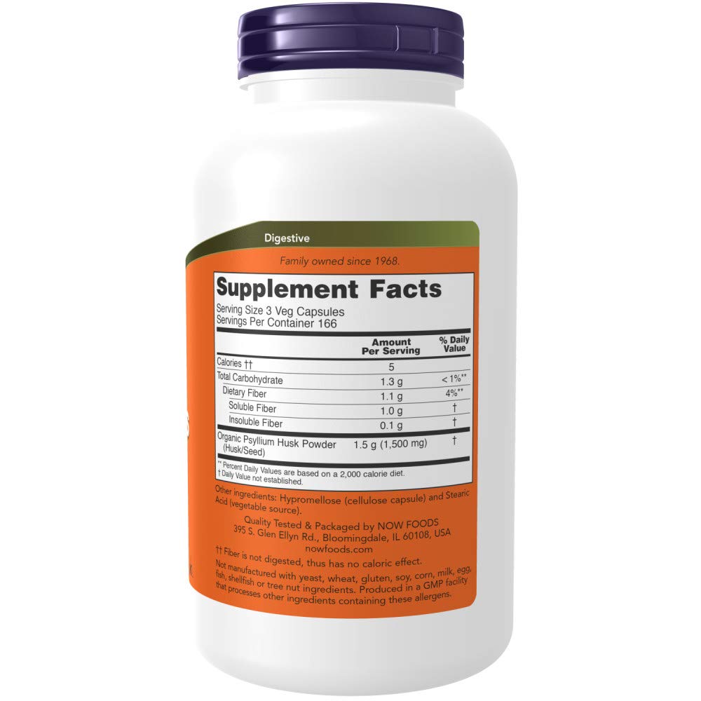 Buy now NOW Foods Psyllium Husk 500mg, 500 Capsule (2 Pack) at indiglob india