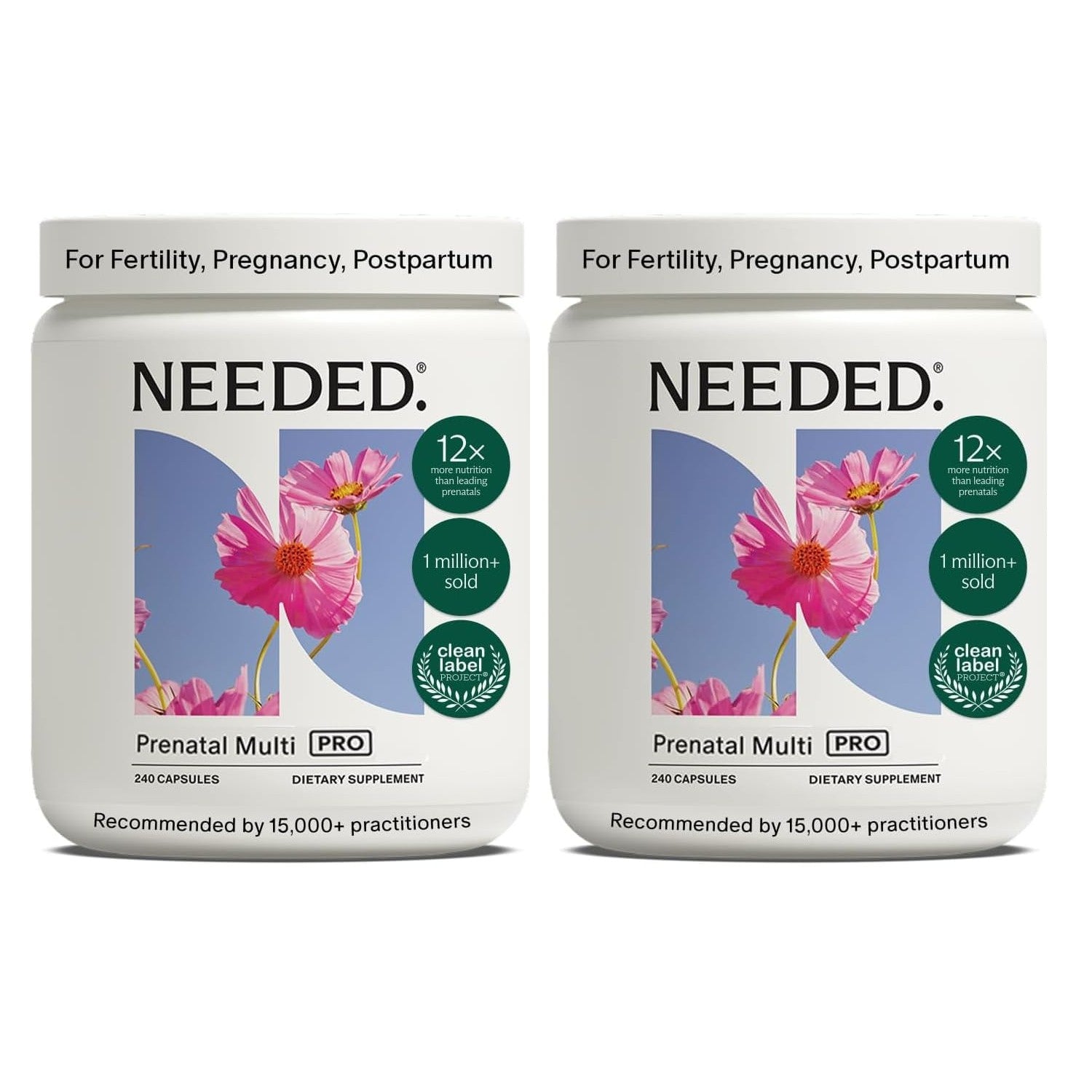 Needed. Prenatal Multivitamin with Citrus Scent Insert, 30 Day Supply | Complete Prenatal Multi For Before, During, & After Pregnancy, 26 Optimal Nutrients Including Choline, Vitamin B, & Folate