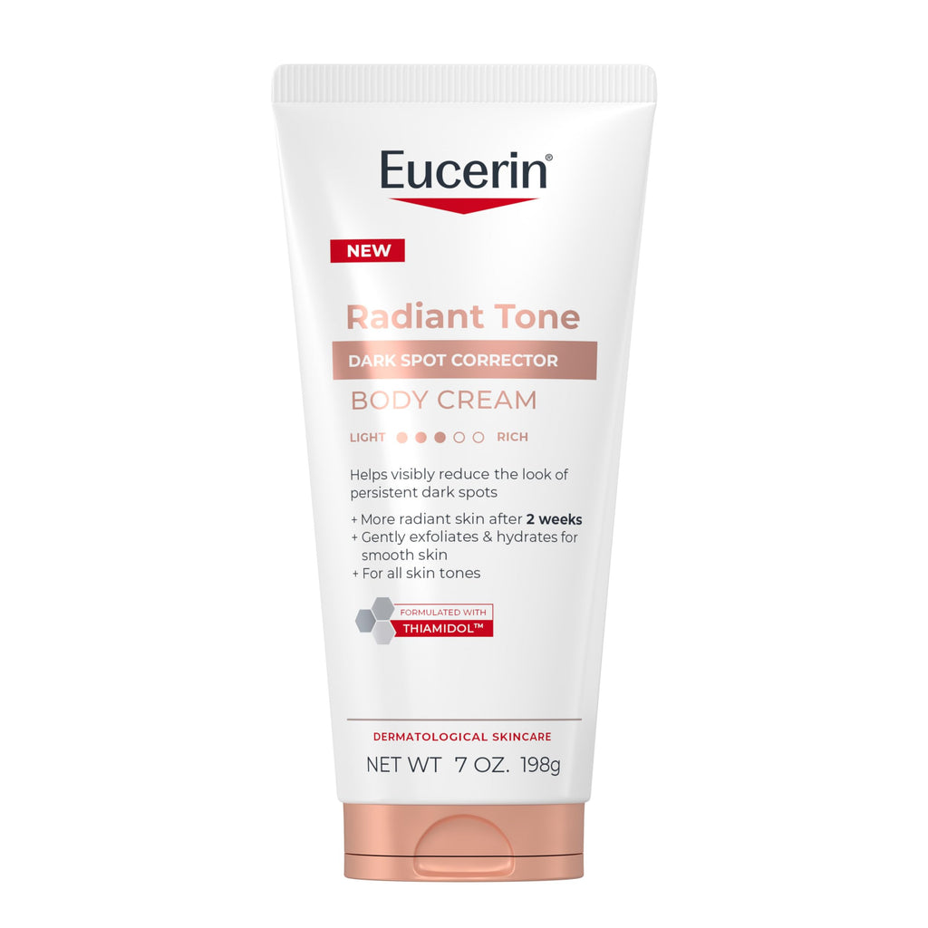 Eucerin Radiant Tone Dark Spot Corrector Body Cream, 7 OZ | Dark Spot Body Cream for Women, Thiamidol Enriched, Reduces Dark Spots Due to Sunlight Exposure and Aging, 72-Hour Hydration