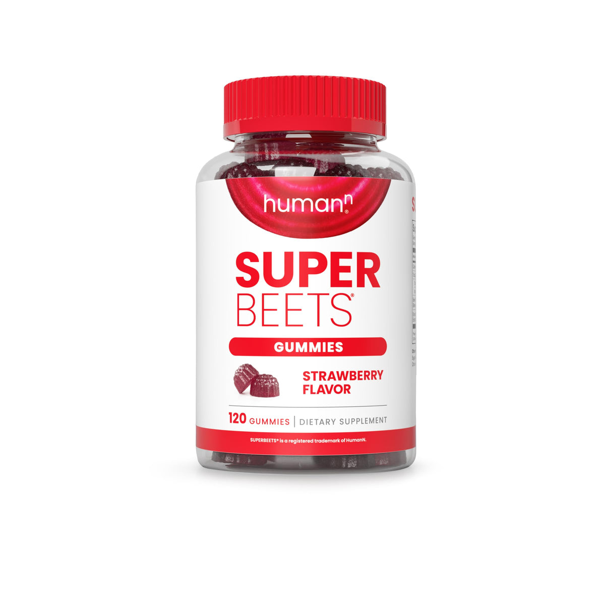 HumanN SuperBeets Strawberry Heart Gummies - Beetroot & Grape Seed Extract, 120 Count