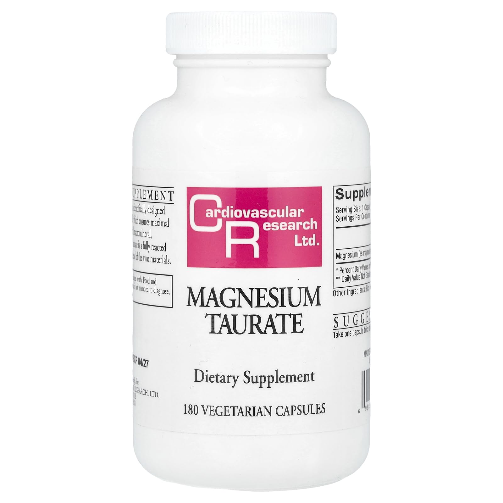 Cardiovascular Research Magnestium Taurate 125 mg, 60 Capsules, Creamy White