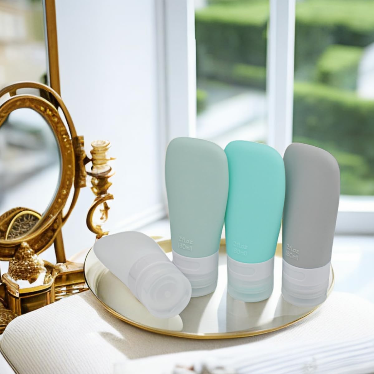 Buy now Silicone Travel Bottles, Leak Proof Squeezable Refillable Travel Accessories Toiletries Containers Travel Size Cosmetic Tube for Shampoo Lotion Soap Liquids (2oz Grey/blue/white/green) at indiglob india