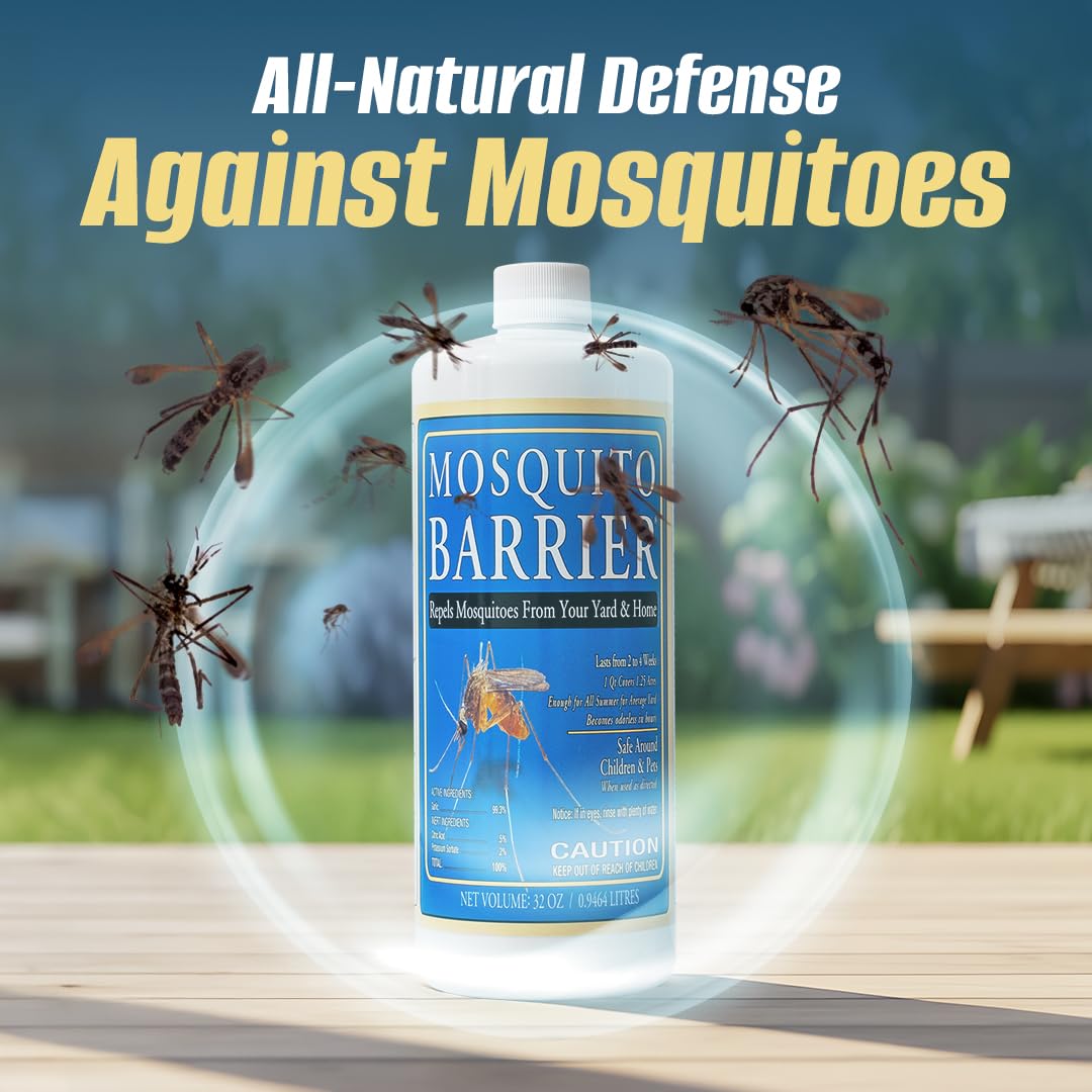 Mosquito Barrier Liquid Garlic Spray Concentrate for Mosquitoes, 32 oz