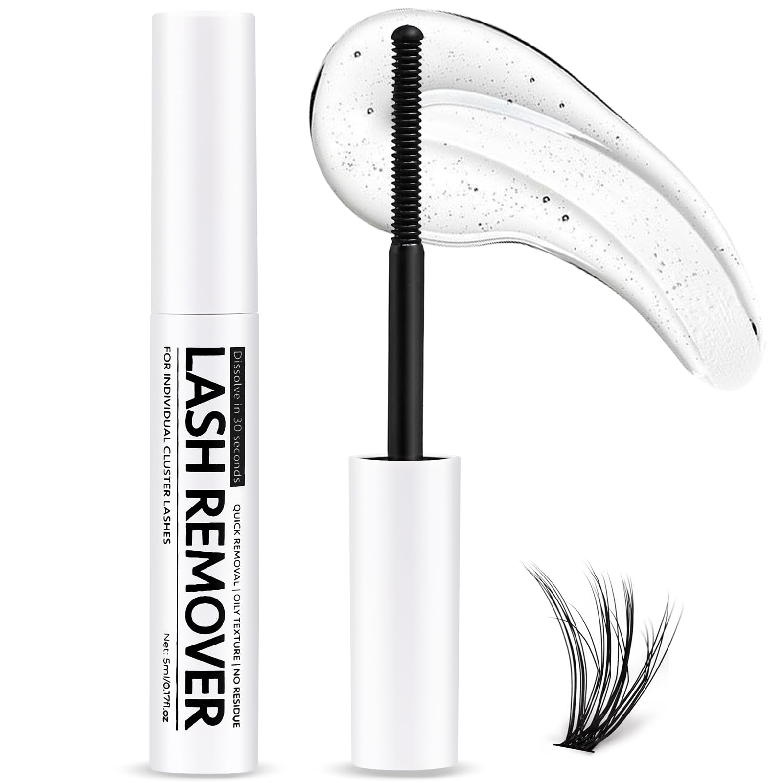 Eyelash Glue Remover 5ML Cluster Lash Remover | for False Lashes, Bond and Wispys, Gentle Non-irritating Mascara Wand