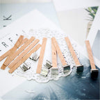 100 Pcs Wood Candle Wicks for Candle Making-50 Wicks & 50 Wick Holders