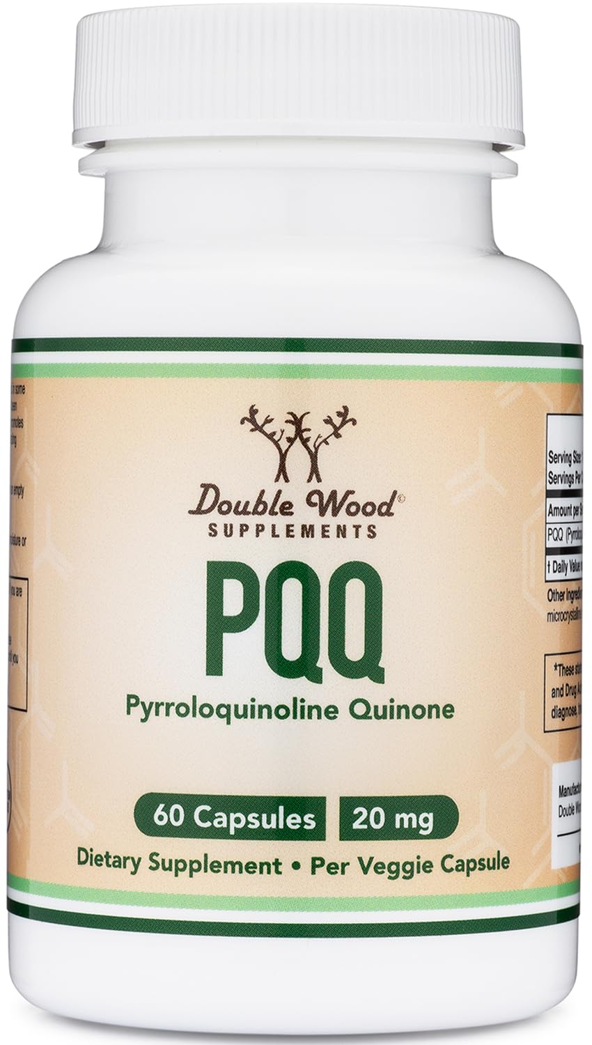 PQQ 20mg Pyrroloquinoline Quinone, Pairs with CoQ10, 60 Capsules