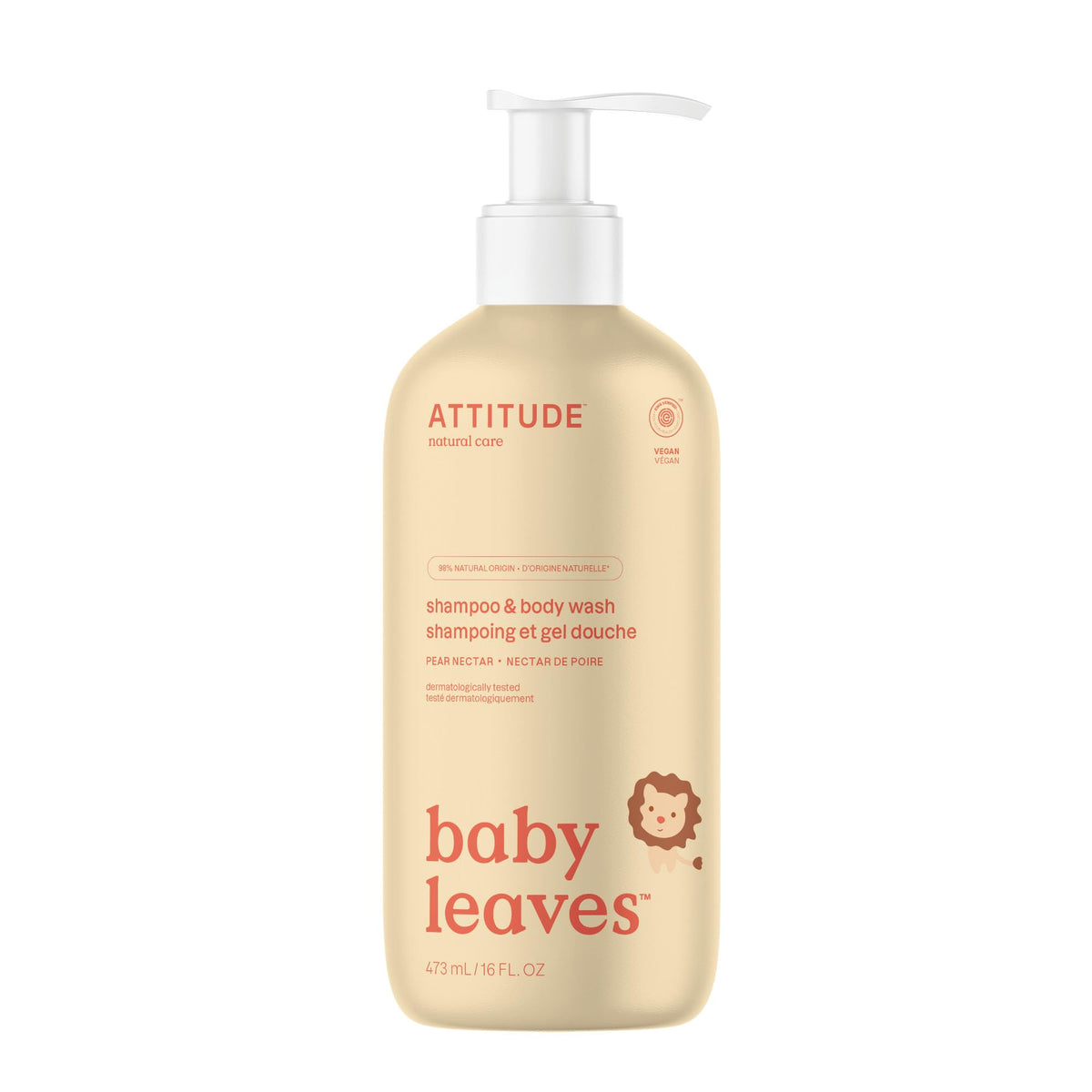 ATTITUDE Baby Shampoo, Body Wash & Soap 2-in-1, Pear Nectar, 16 Fl Oz
