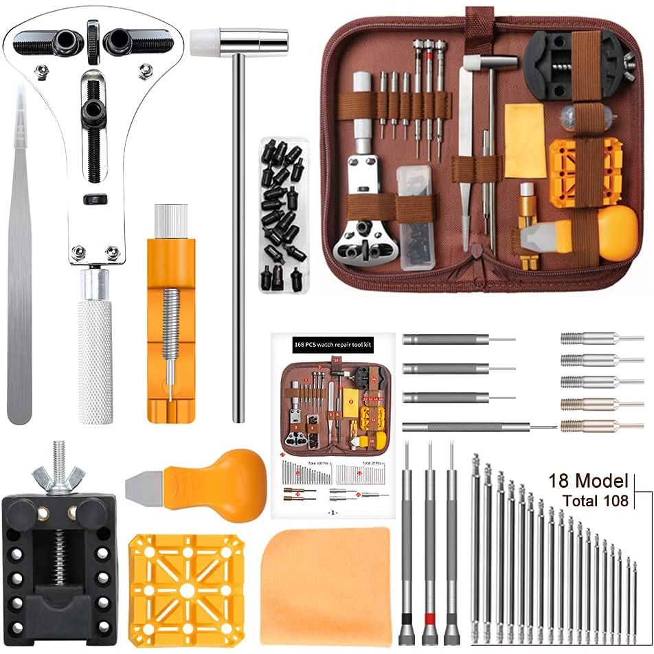 Buy now Kingsdun Watch Battery Replacement Tool Kit, 168Pcs Watches Repair Band Strap Link Pins Remover Adjustment Repairing Tools Sets with Carrying Case & Manual at indiglob india